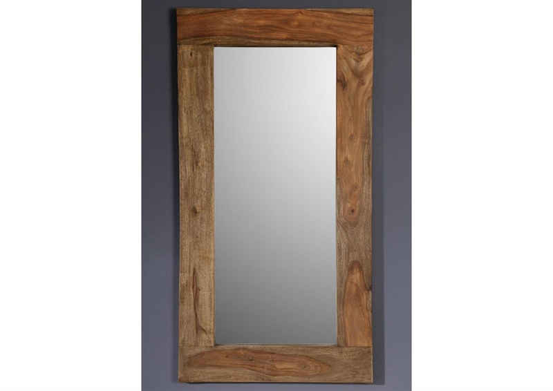 Massivmoebel24 Spiegel NATURE GREY (Moderner Massivholz Spiegel, geradliniges Design, grau geölt 115x3x60 Sheesham montiert)