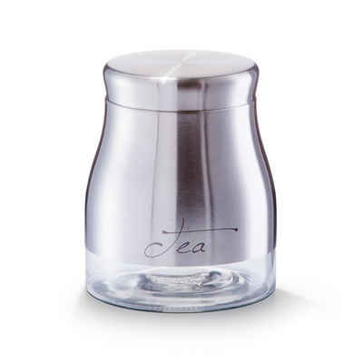 Zeller Present Vorratsglas Vorratsglas Tee 900 ml, Glas, Edelstahl, (Stück, 1-tlg), Teedose Lebensmittelaufbewahrung Vorratsdose