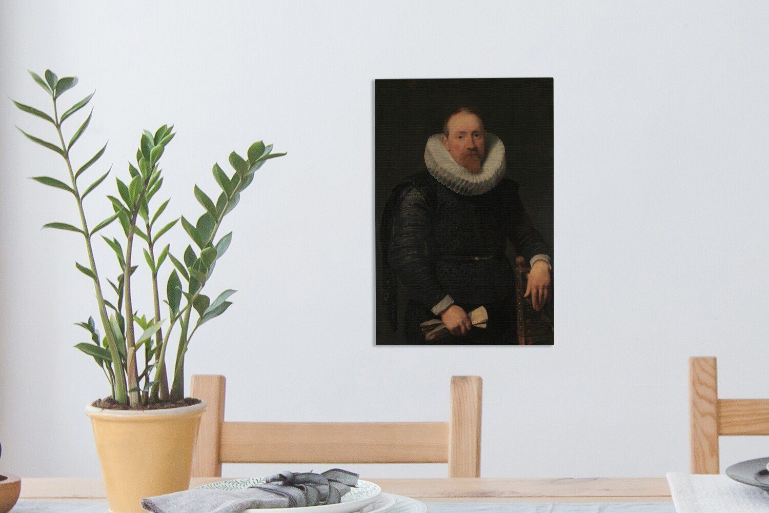 Zackenaufhänger, 20x30 Porträt Dyck, Gemälde bespannt inkl. eines Gemälde, OneMillionCanvasses® Leinwandbild Mannes van fertig (1 St), Leinwandbild cm von Anthony -