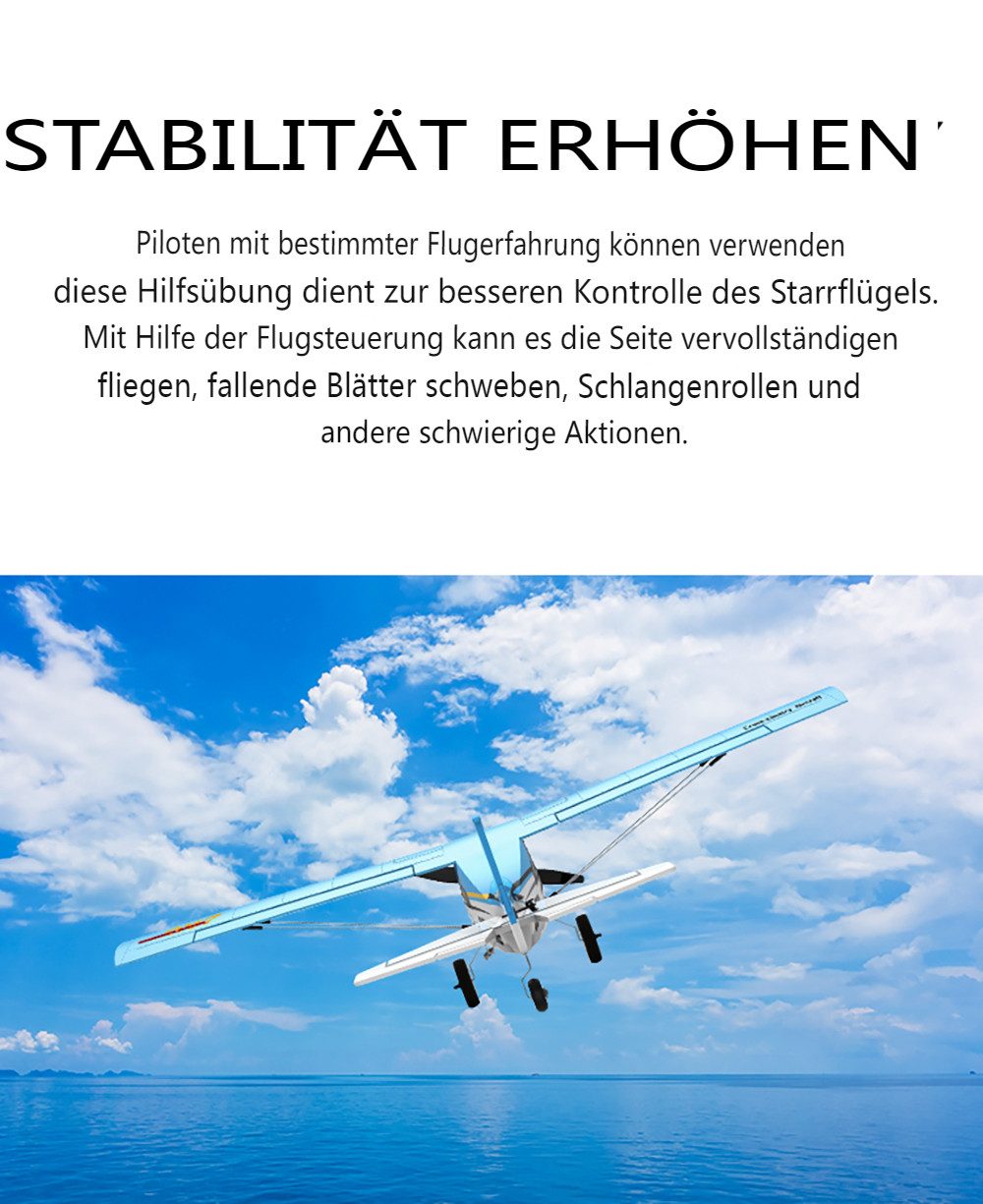 Insma RC-Flugzeug, 2,4 GHz 4-Kanäle mit 6-Achsen-Gyro 3D/6G EPP Segelflugzeug RTF