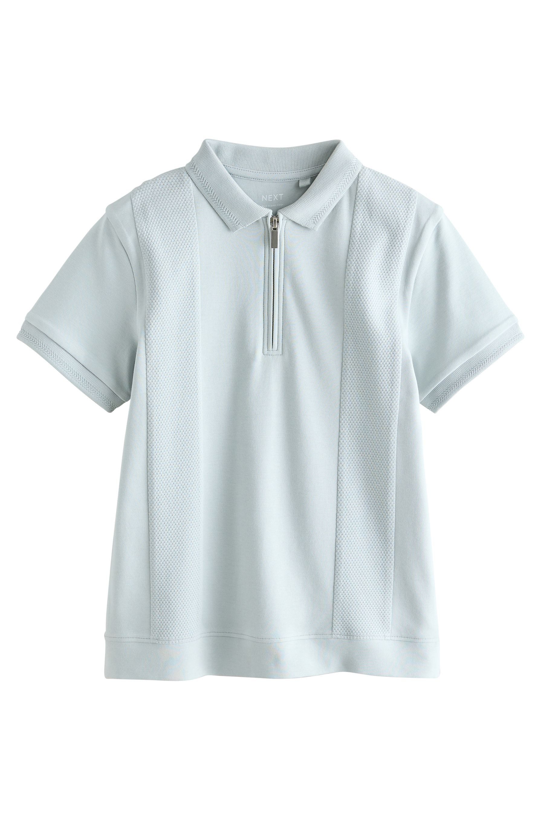 Next Poloshirt Kurzarm-Polohemd mit Reißverschluss und Struktur (1-tlg)