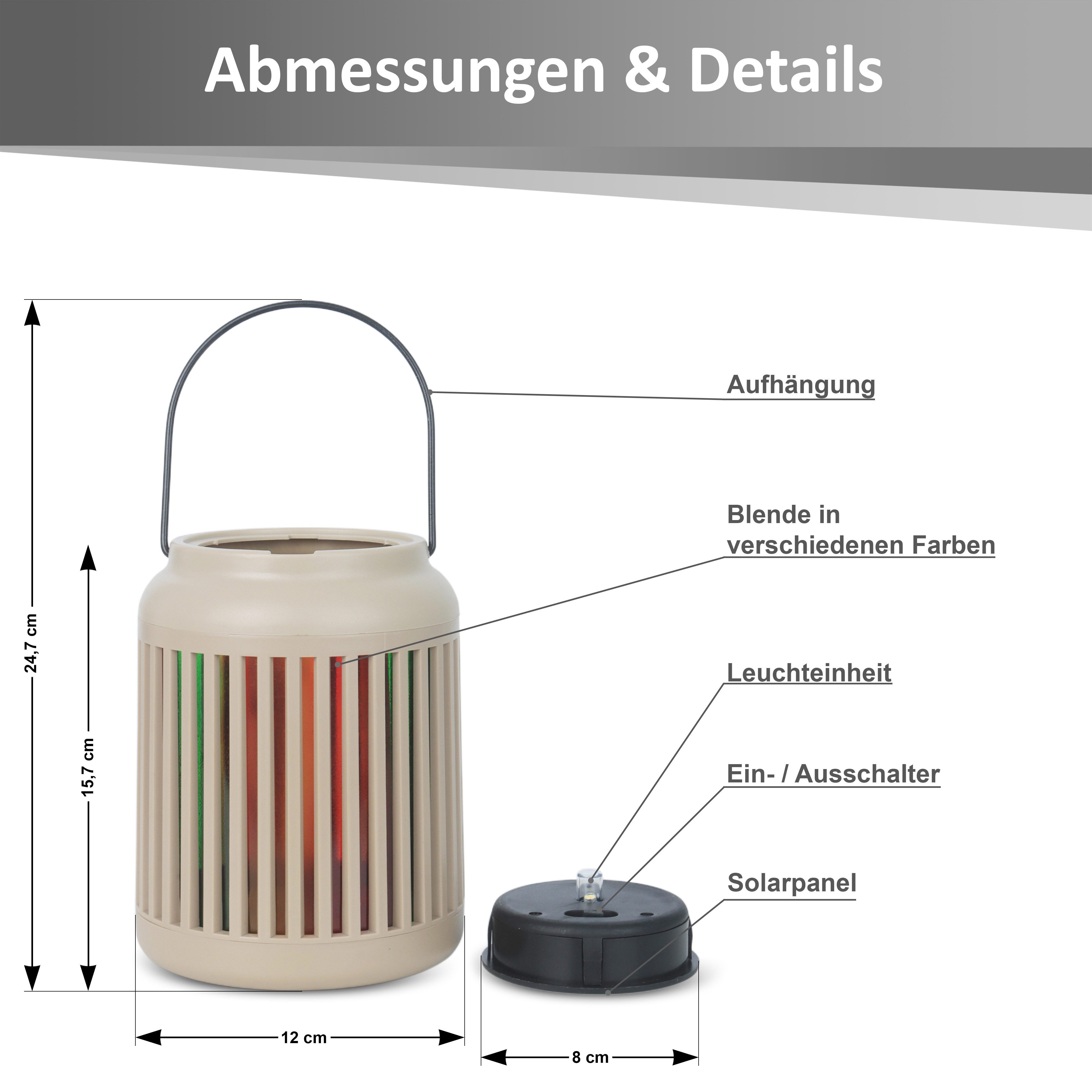 Northpoint LED Gartenleuchte Solarleuchte mit Aufhängung Regenbogeneffekt 2er-Set