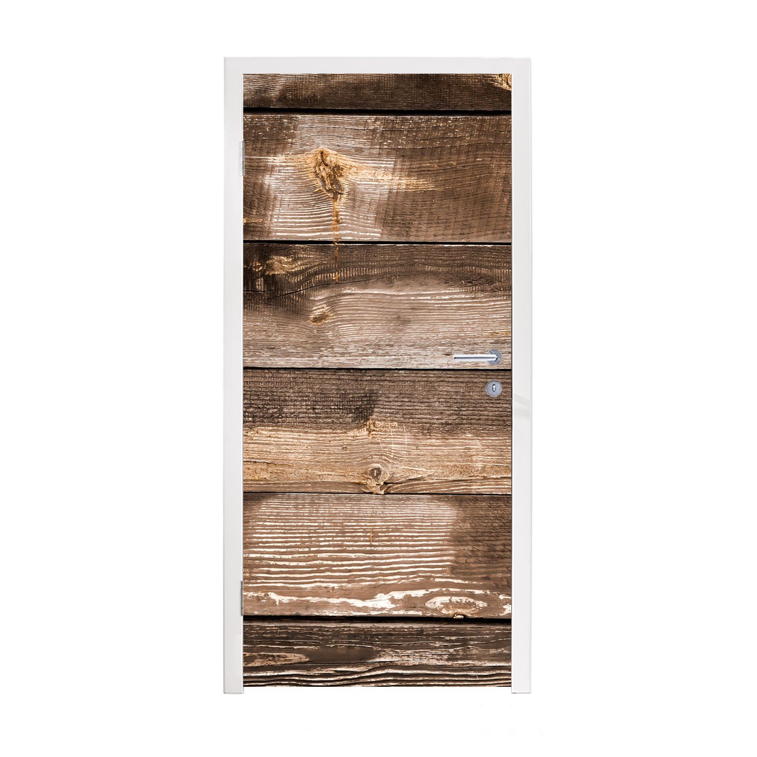 MuchoWow Türtapete Vintage - Holz - Regale - Braun, Matt, bedruckt, (1 St), Fototapete für Tür, Türaufkleber, 75x205 cm