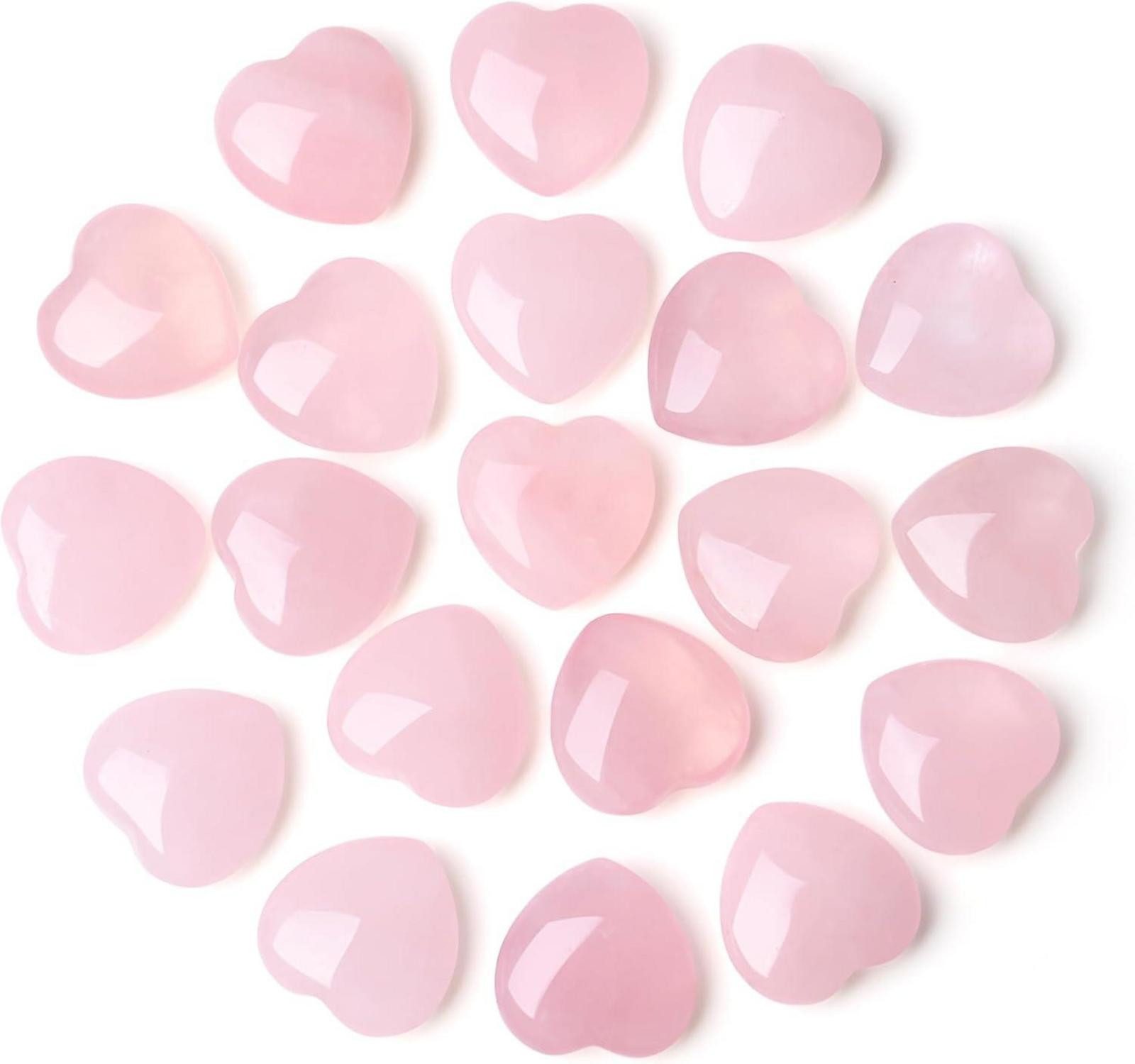 Edelstein 20er Rosenquarz Herz Kristall Set Heilung Liebe Naturstein Reiki