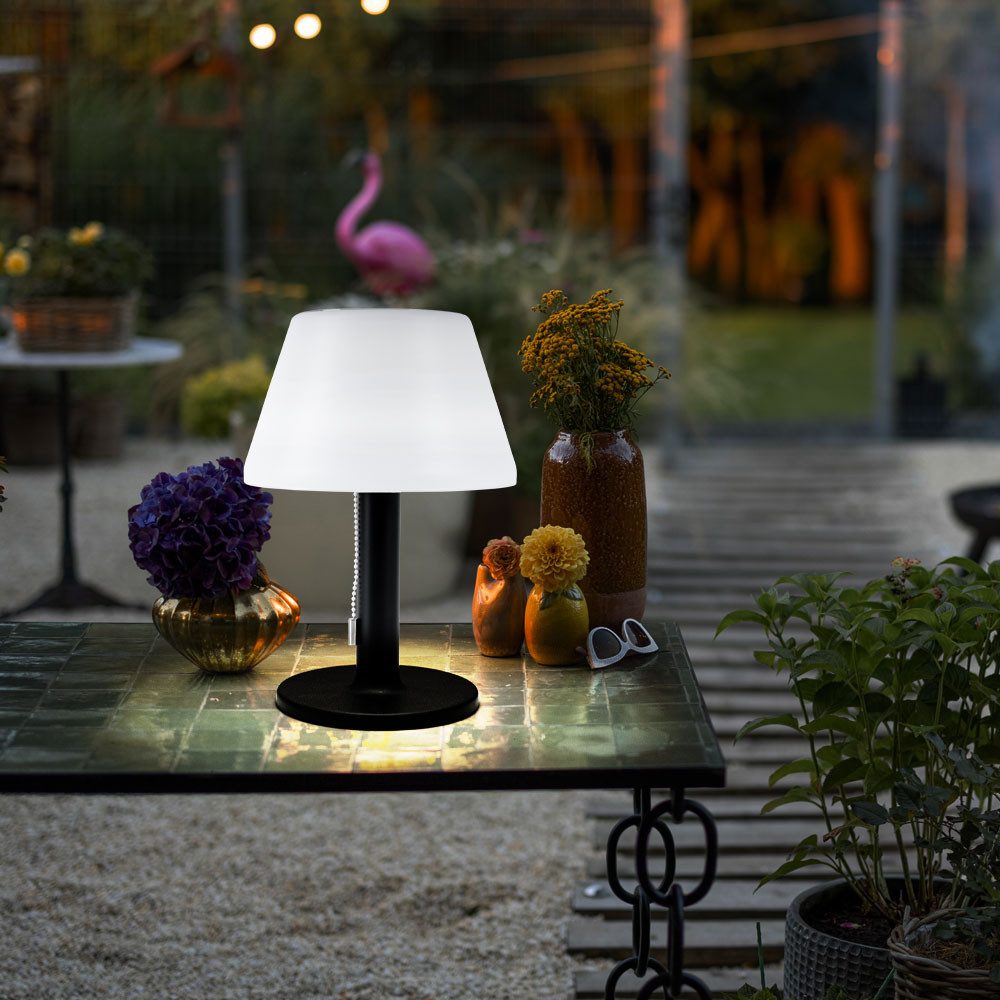 Expo Börse LED Solarleuchte, LED-Leuchtmittel fest verbaut, Warmweiß, Tischlampe Solarleuchte Außenlampe LED Balkonlampe 3 Stufen H 28 cm