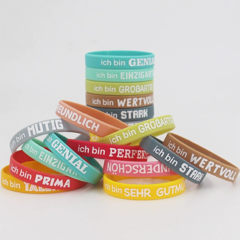 Zaewry Armband 36 Stück Motivationsarmbänder Kinder, Silikon Armband,Silikonarmbänder (24-tlg), kleine geschenke für kinder,Kindergeburtstags-Partybeutel für Teenager