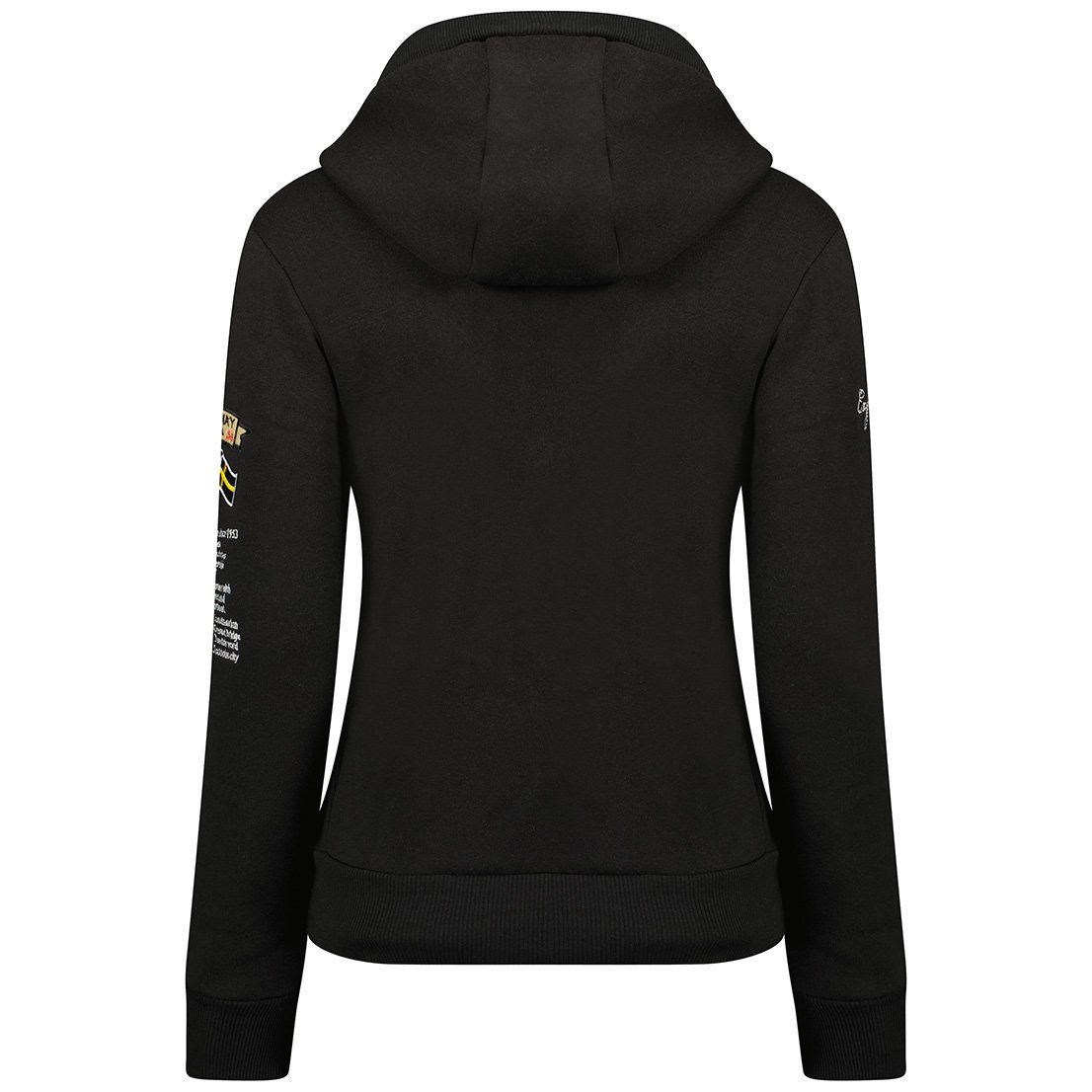 Geo Norway Kapuzenpullover Damen Slim Fit Hoodie bagymclass lady Black XL mit Norwegen Fahne als Emblem