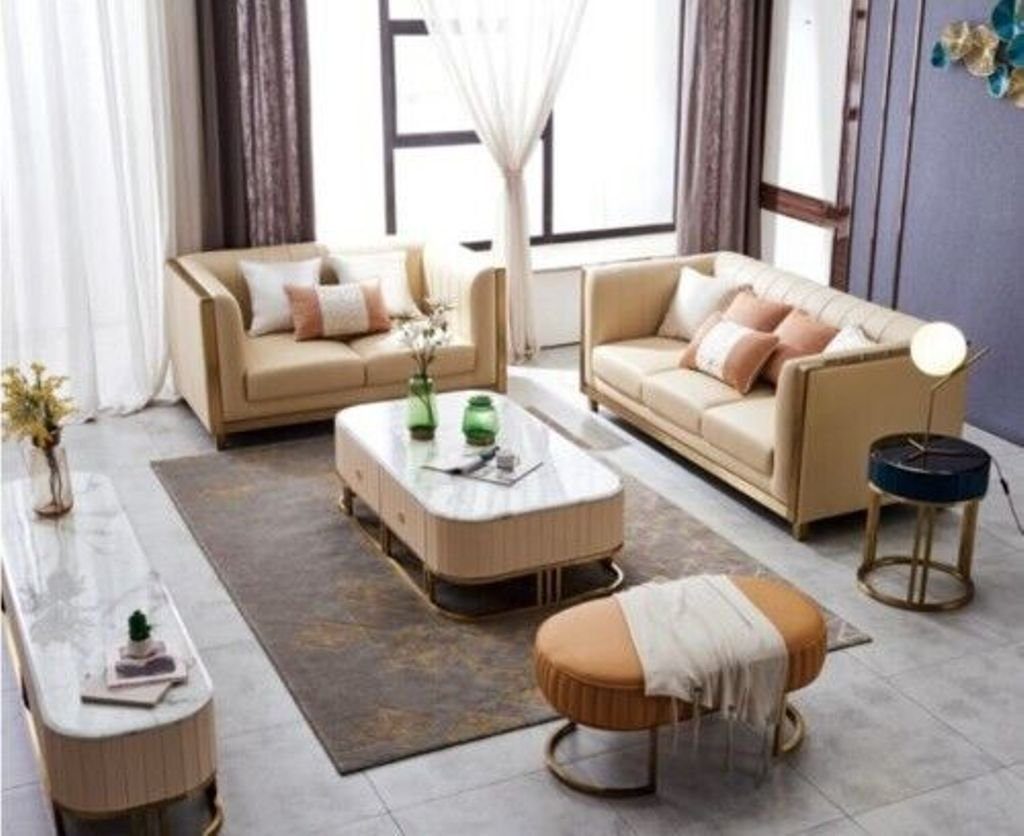 Europe in Set, Luxus Beige Wohnzimmer Made Sofagarnitur 3+2+1 Sofa JVmoebel Couchen Designer