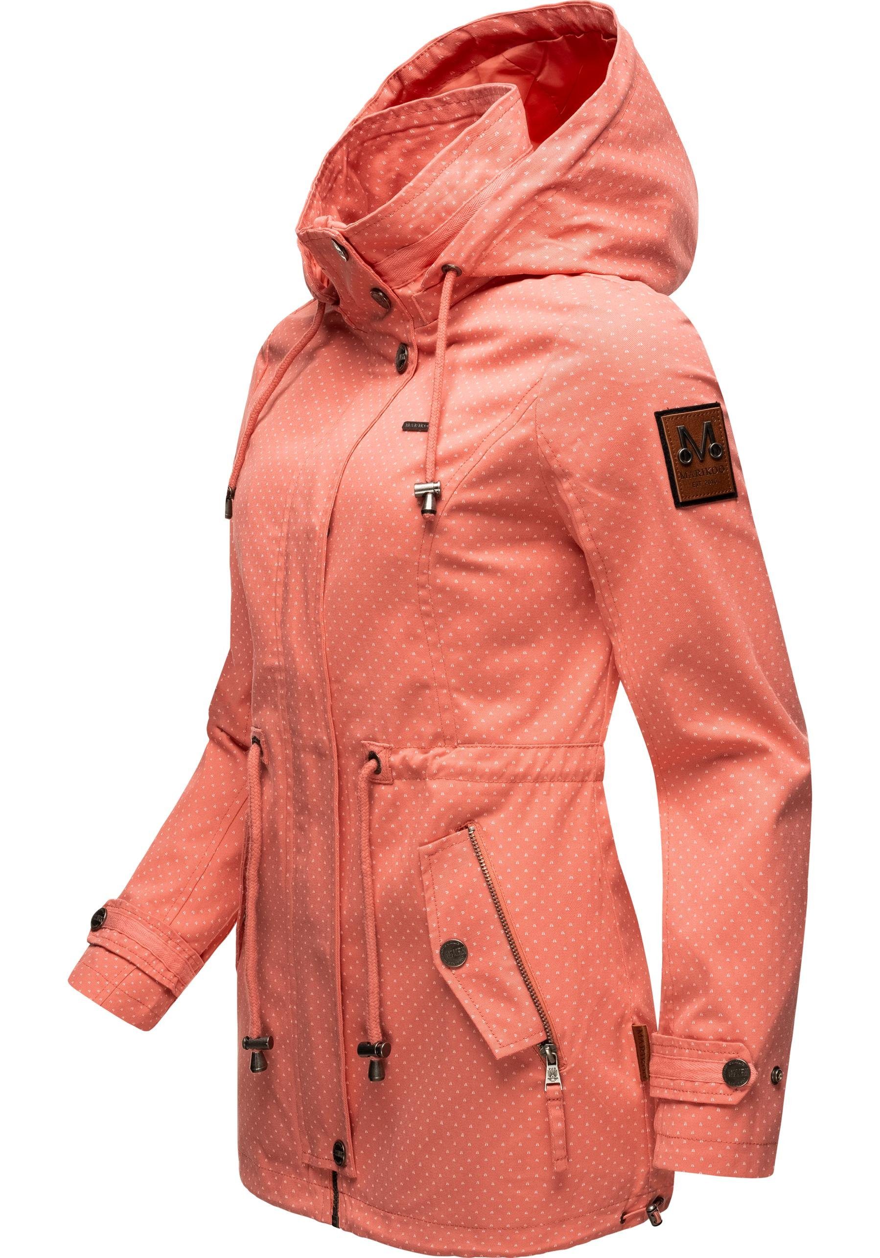 Übergangsjacke mit Marikoo Outdoorjacke großer orange Baumwoll Nyokoo modische Kapuze