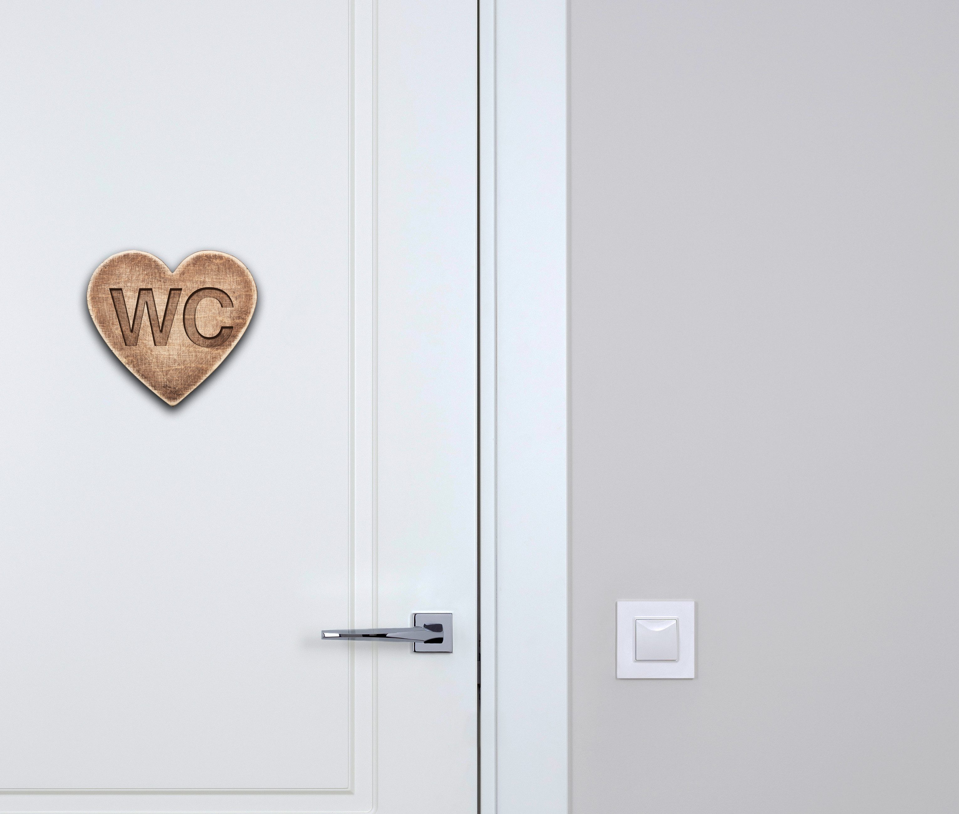 Clever-Kauf-24 Alu-Dibond-Druck WC Türschild "WC" in Herzform Holzoptik