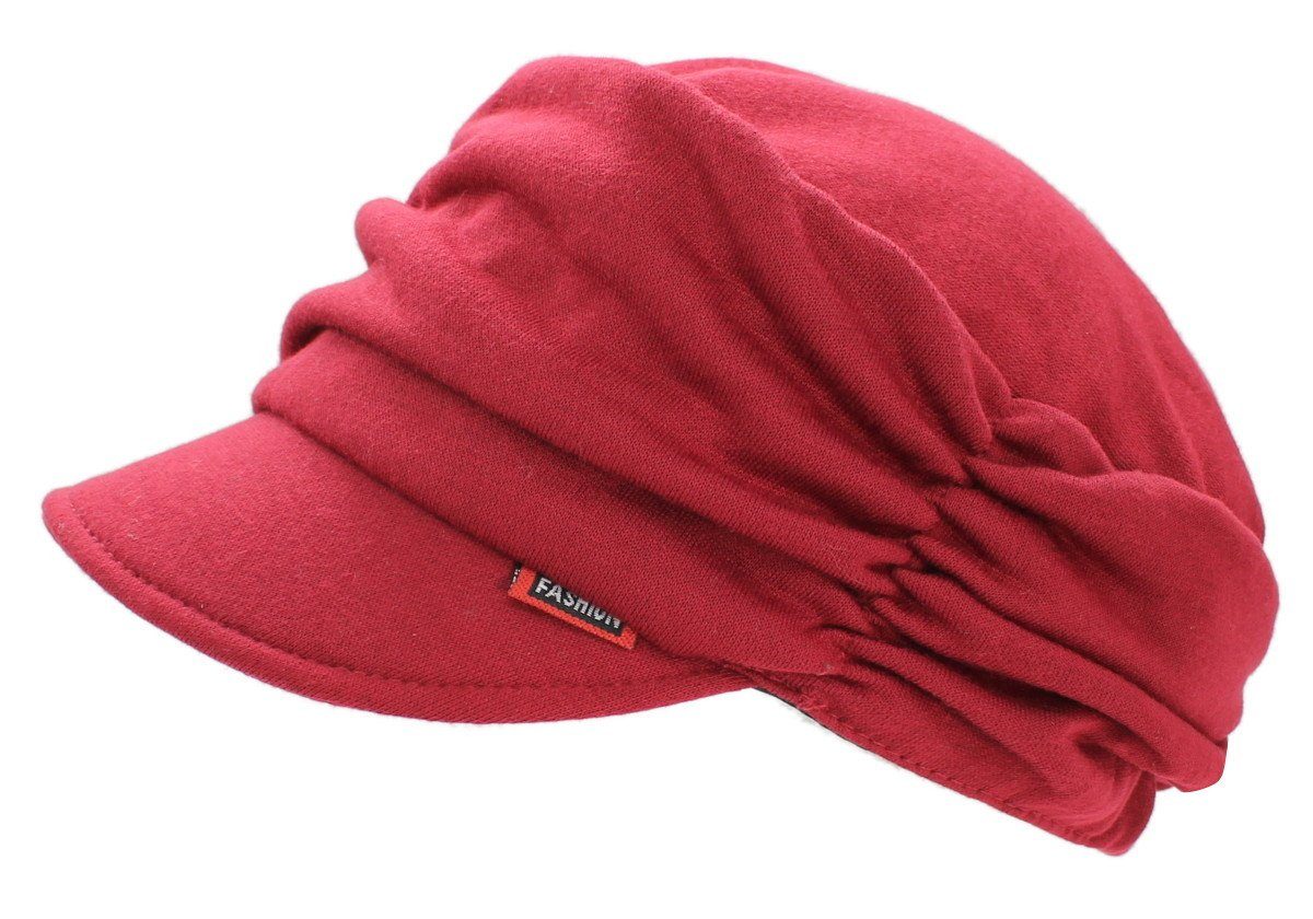 dy_mode Schirmmütze Weiche Schirmmütze Unisex Baseball Kappe im Turban Look in Unifarbe BM208-Rot