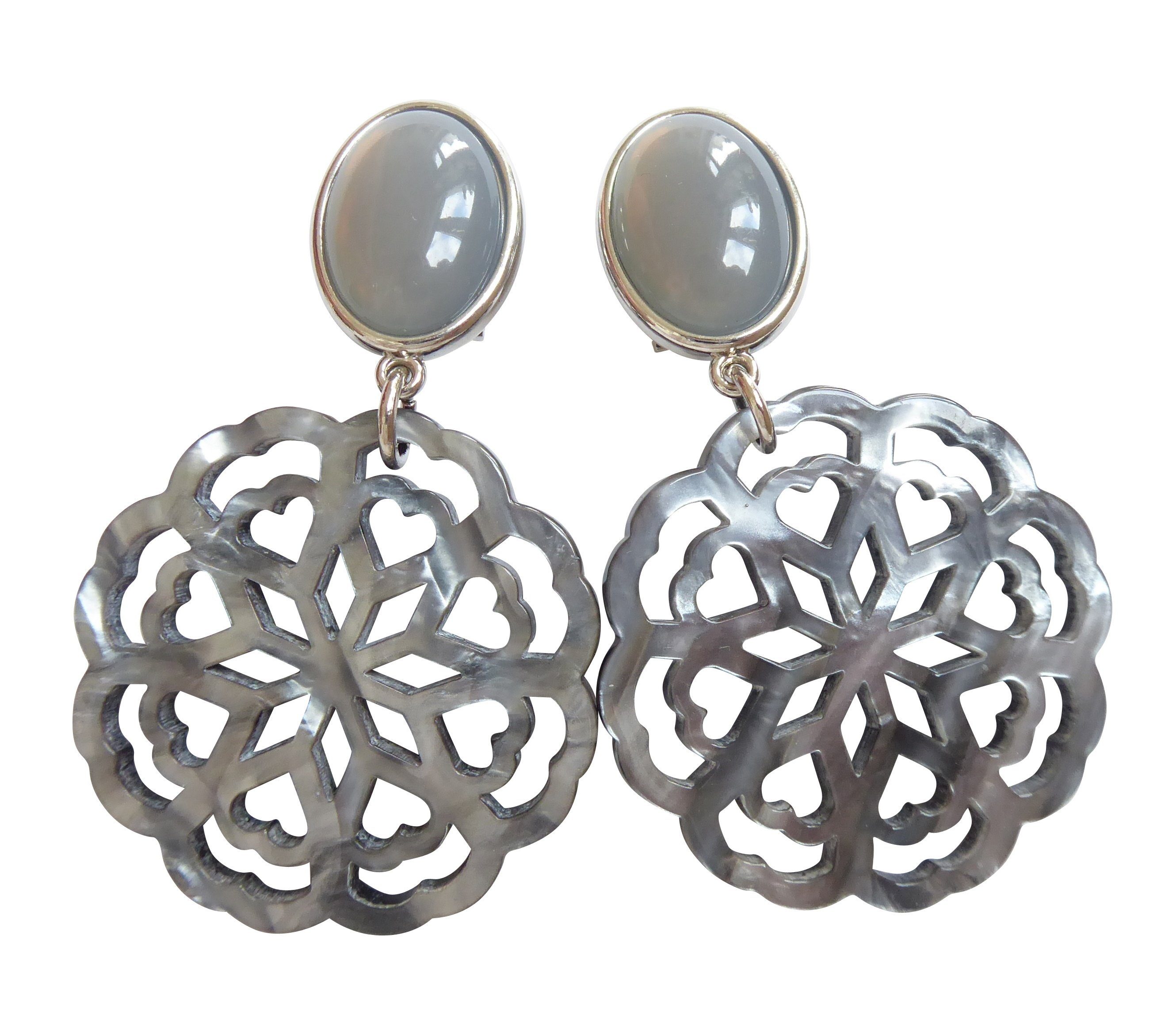 Mugello Paar Ohrstecker Carmen grau (silber) auffällige Basic-Ohrringe Oktoberfest, made in Germany Designer JustWin, Statementohrringe