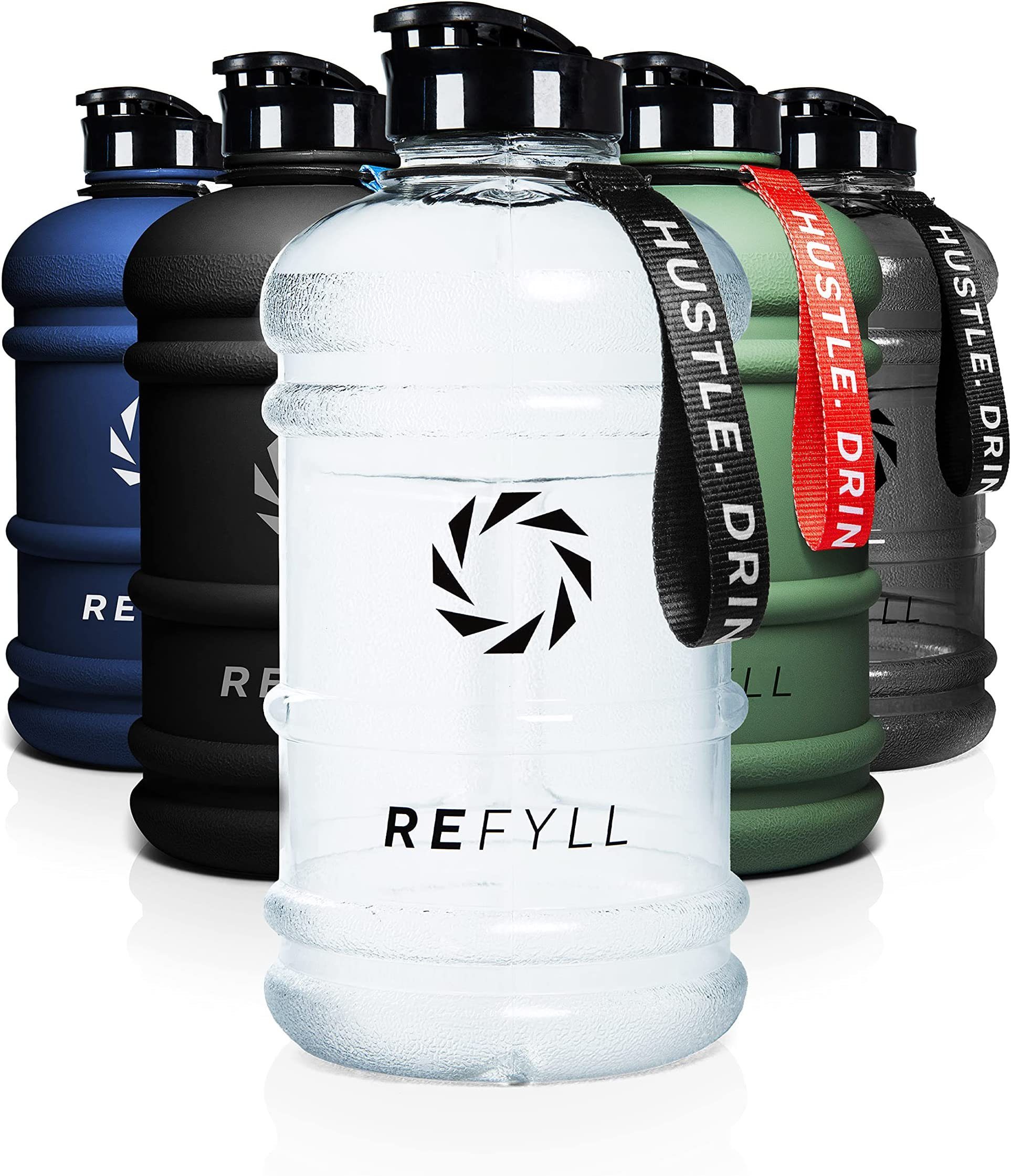 REFYLL Trinkflasche Trinkflasche Sport 2L Wasserflasche Crystal 2200ml auslaufsicher, für Wasserflasche Clear I "Beast" Gym Jug I Liter Water Leichte 100% 2