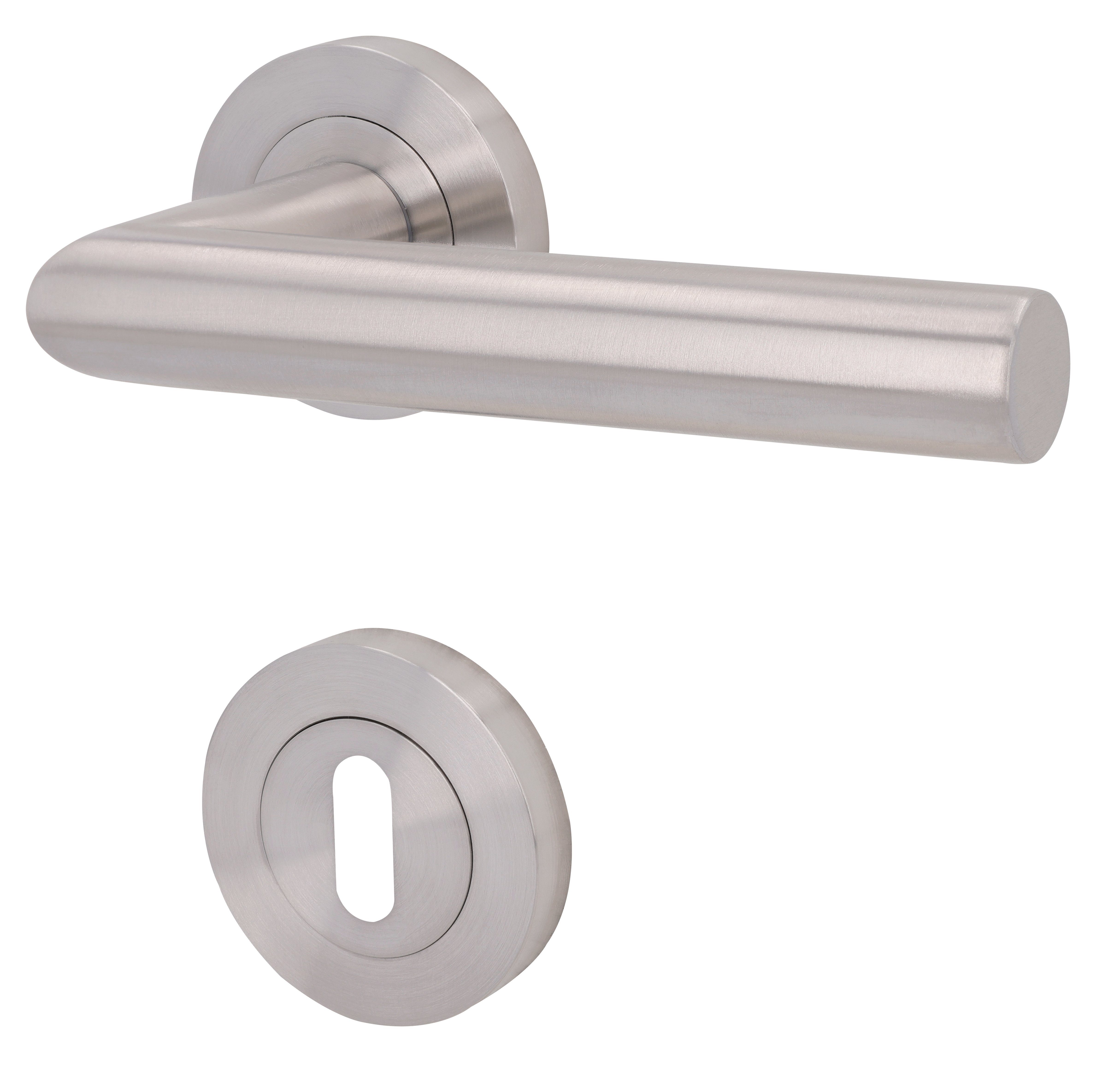 Alpertec Türbeschlag Rosettengarnitur L17/A169 für Zimmertüren mit Buntbartlochung (1 St), Edelstahl satiniert