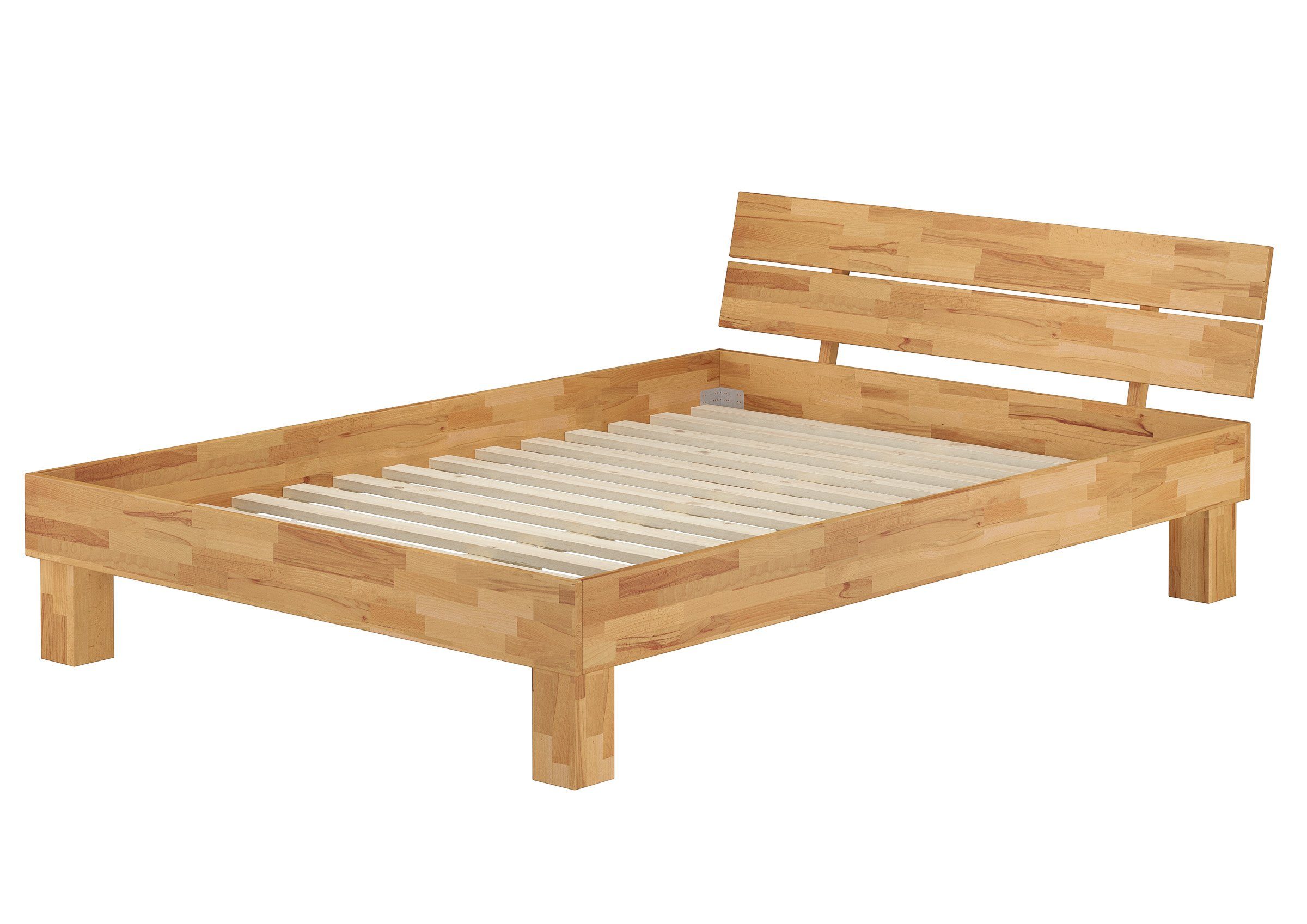 Rollrost 140x200 massiv ERST-HOLZ lackiert Bett Buche Buchefarblos + mit Doppelbett Matratze,