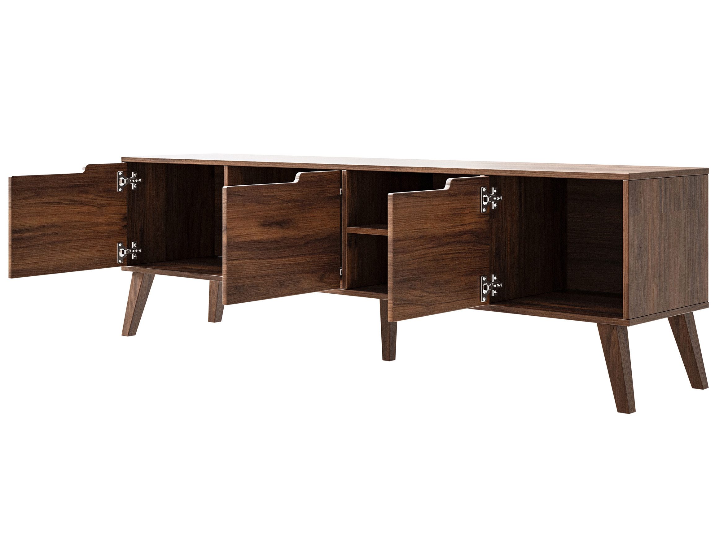 Beautysofa TV-Schrank NOREL modernes Design mit drei Schränken und offenen Fächern (erhältlich in Braun Walnuss & Cashmere) Breite: 180 cm – Bild 3 von 5