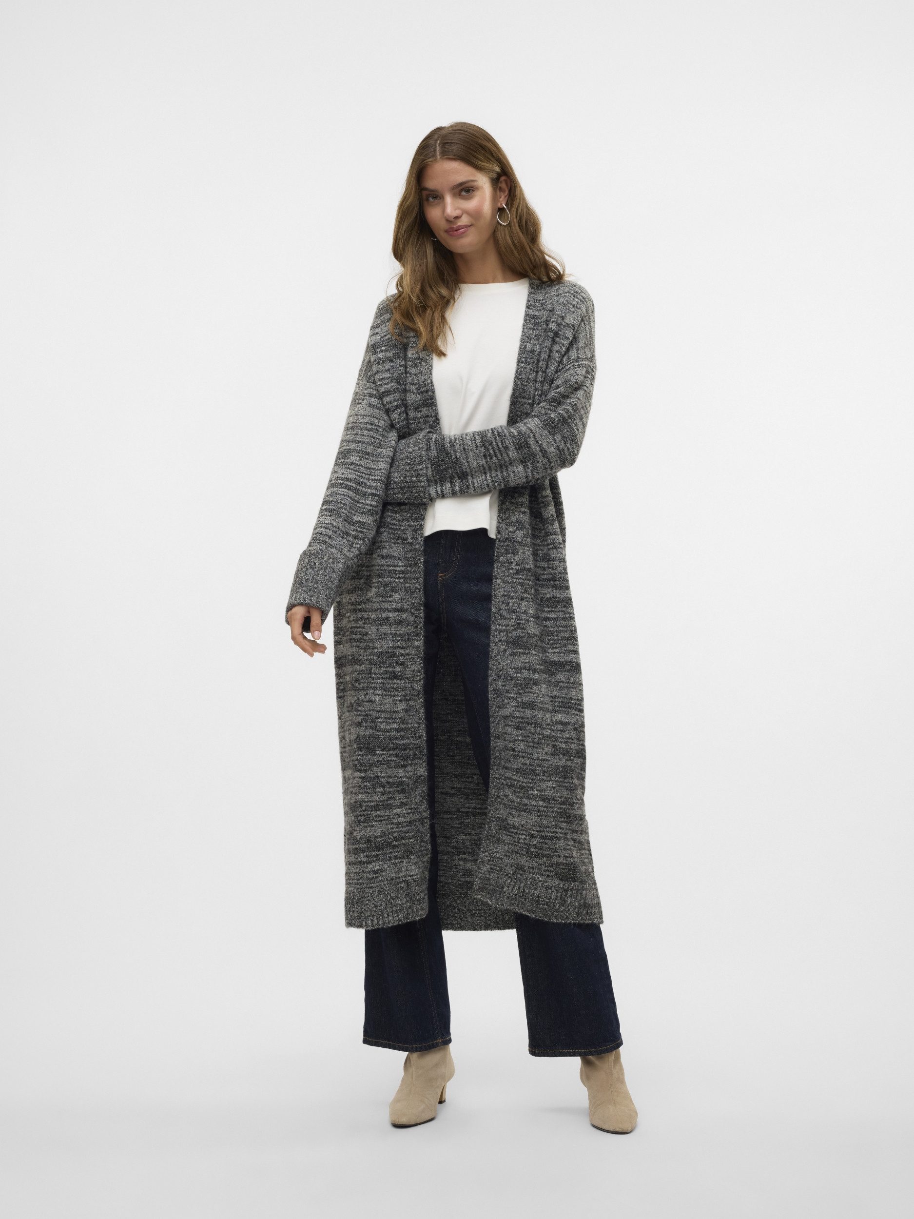 Vero Moda Strickweste VMPHILLIS LS LONG OPEN CARDIGAN GA Black/FOREVER