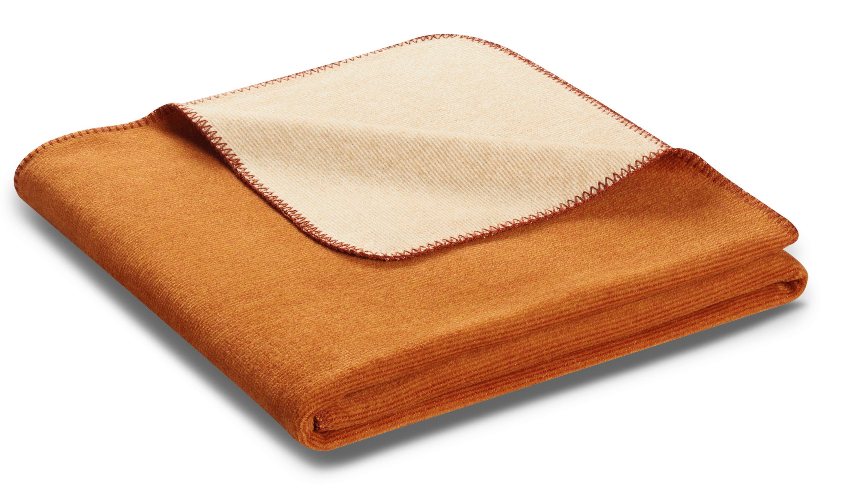 mit ocker/beige Melange Zierstich Wohndecke Doubleface, Biederlack, gektteltem