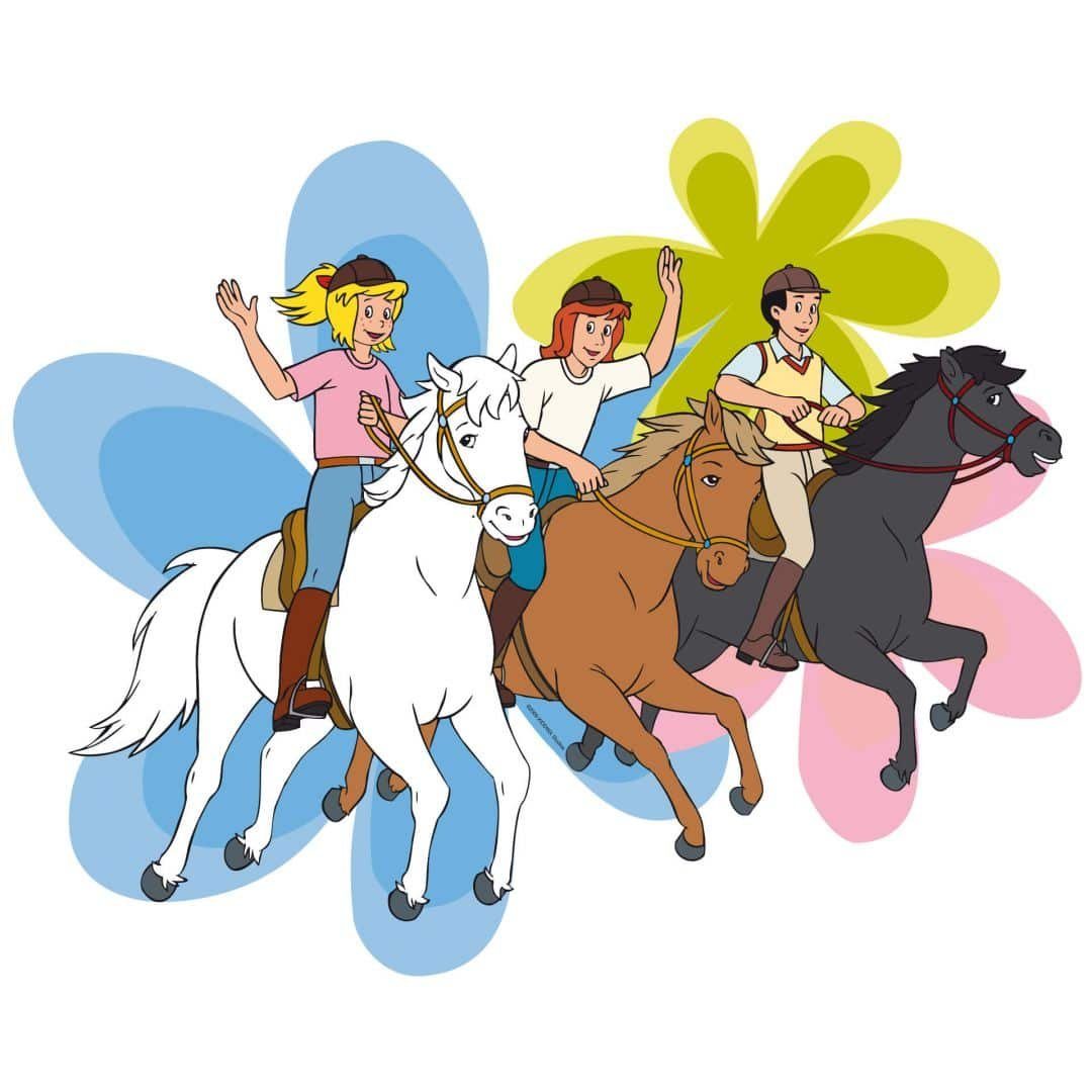 Bibi & Tina Wandtattoo Bibi & Tina und Alex Pferderennen Wandsticker Pferd günstig online kaufen