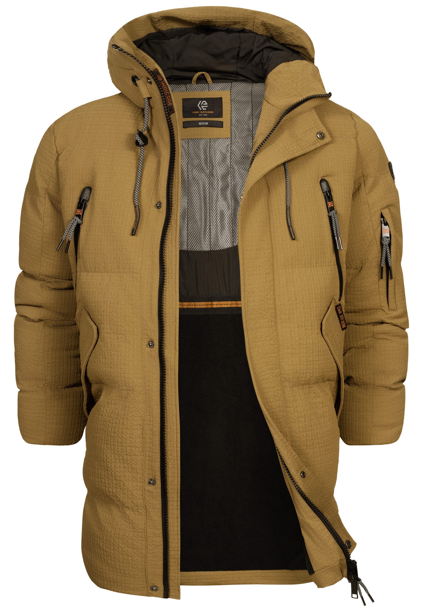 Indicode Wintermantel Herren INLondoy Jacke Winter Herrenjacke Parka mit markanter Struktur und Kapuze