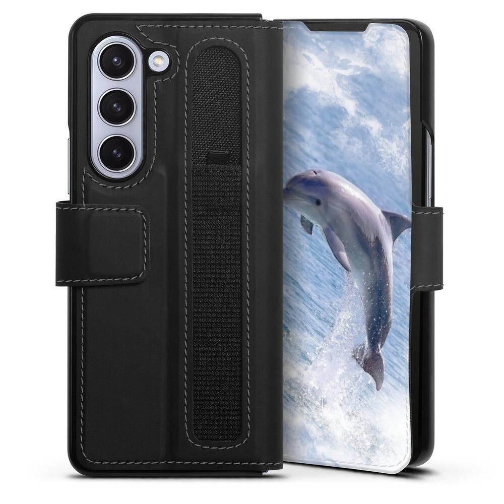 DeinDesign Handyhülle Delfine Meer Wal Springender Delphin, Samsung Galaxy Z Fold 5 Hülle Handy Flip Case Wallet Cover