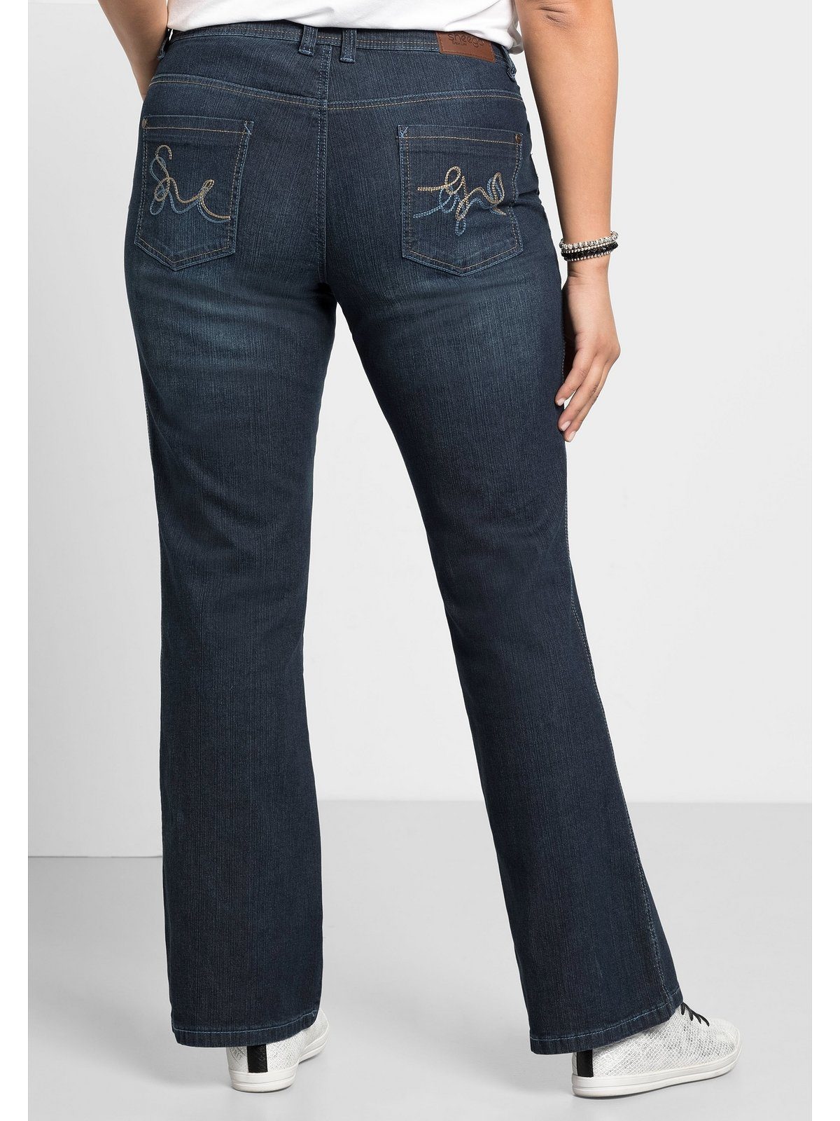 Sheego Stretch-Jeans Große Größen mit Used-Effekten