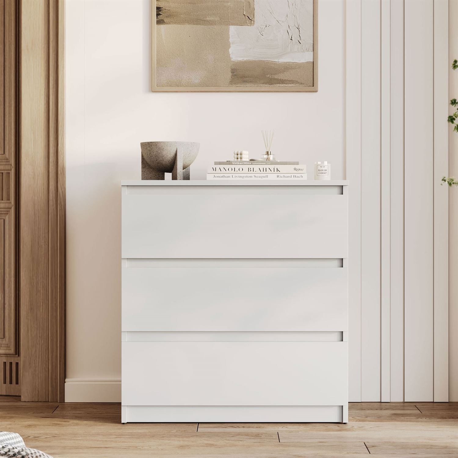 Lookway Kommode HANA M3 mit 3 Schubladen – modernes Design & praktische Aufbewahrung, Breite: 70 cm