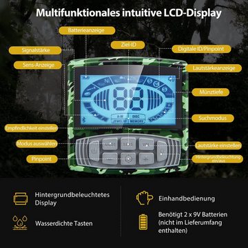 COSTWAY Metalldetektor, mit 5 Modi, 26cm Suchspule, LCD-Display, wasserdicht