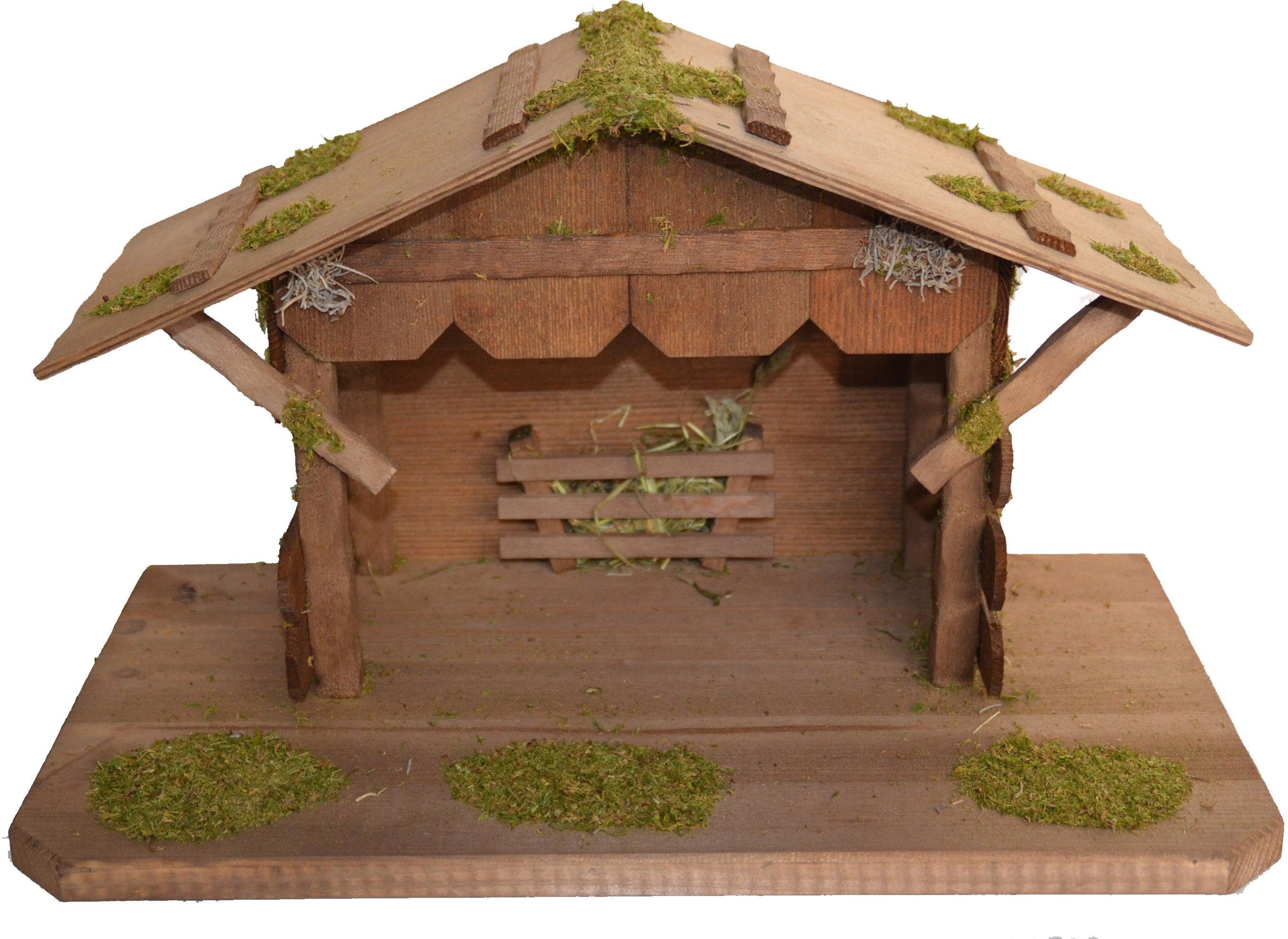 Alfred Kolbe Krippe Krippenstall bis 12 cm Figuren, Weihnachtsdeko (1-tlg), Echtholz