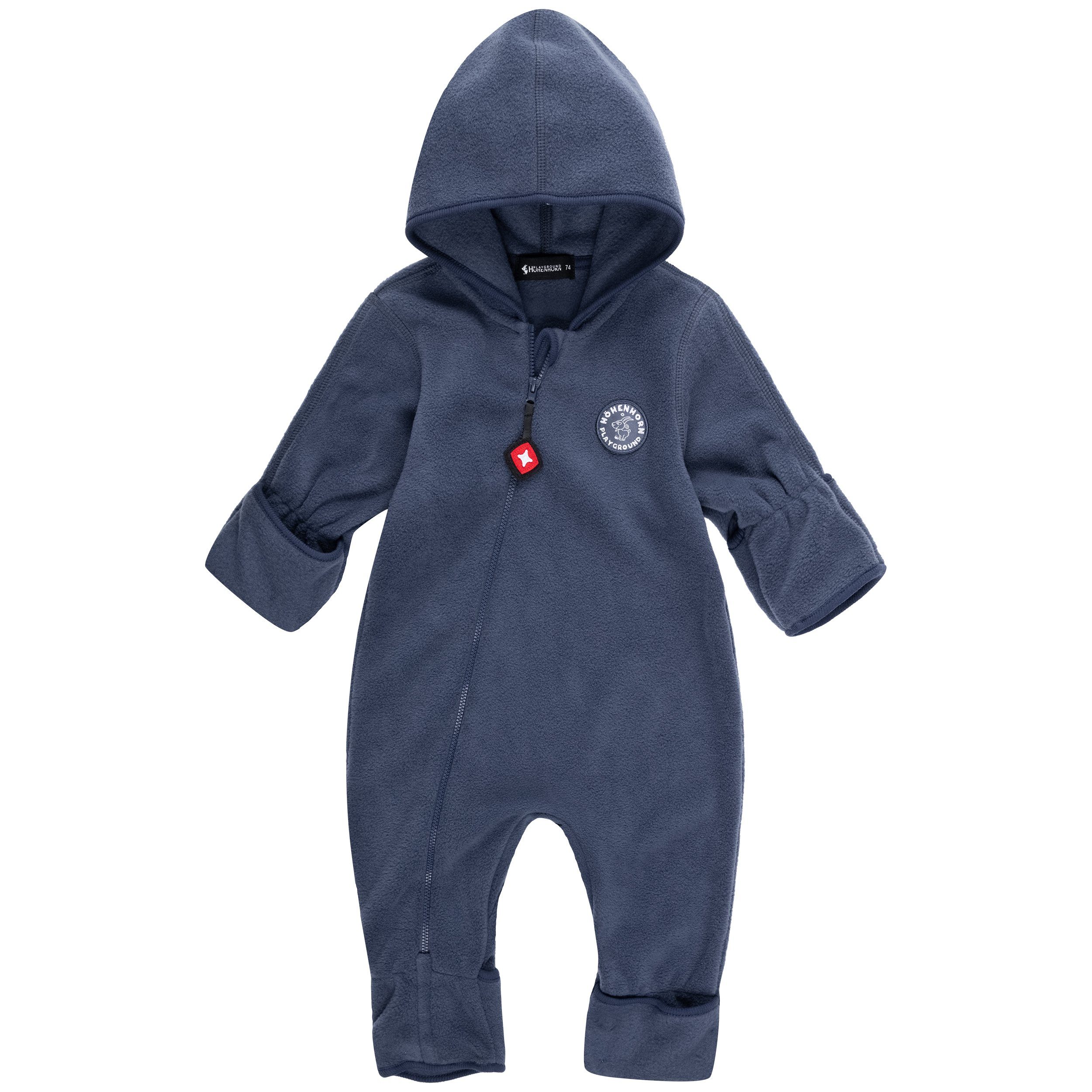 Höhenhorn Strampler Overall Fleece Baby Herbst Strampler Winter Kapuze Ibex Kleinkind mit Dunkelblau