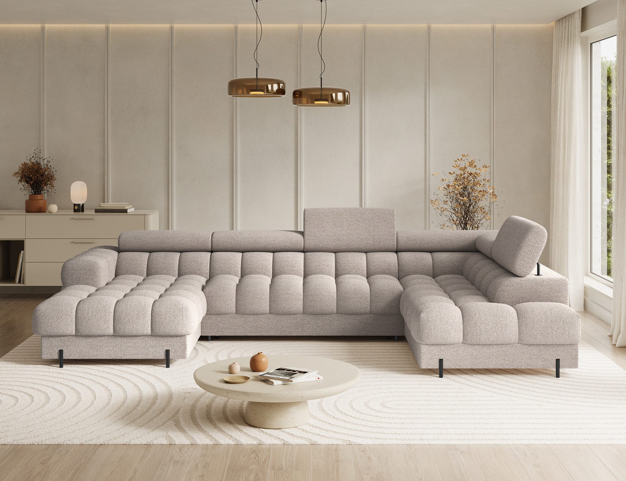 MOEBLO Ecksofa Vinca, Modernes U-Form Sofa mit Schlaffunktion, großem Staur günstig online kaufen