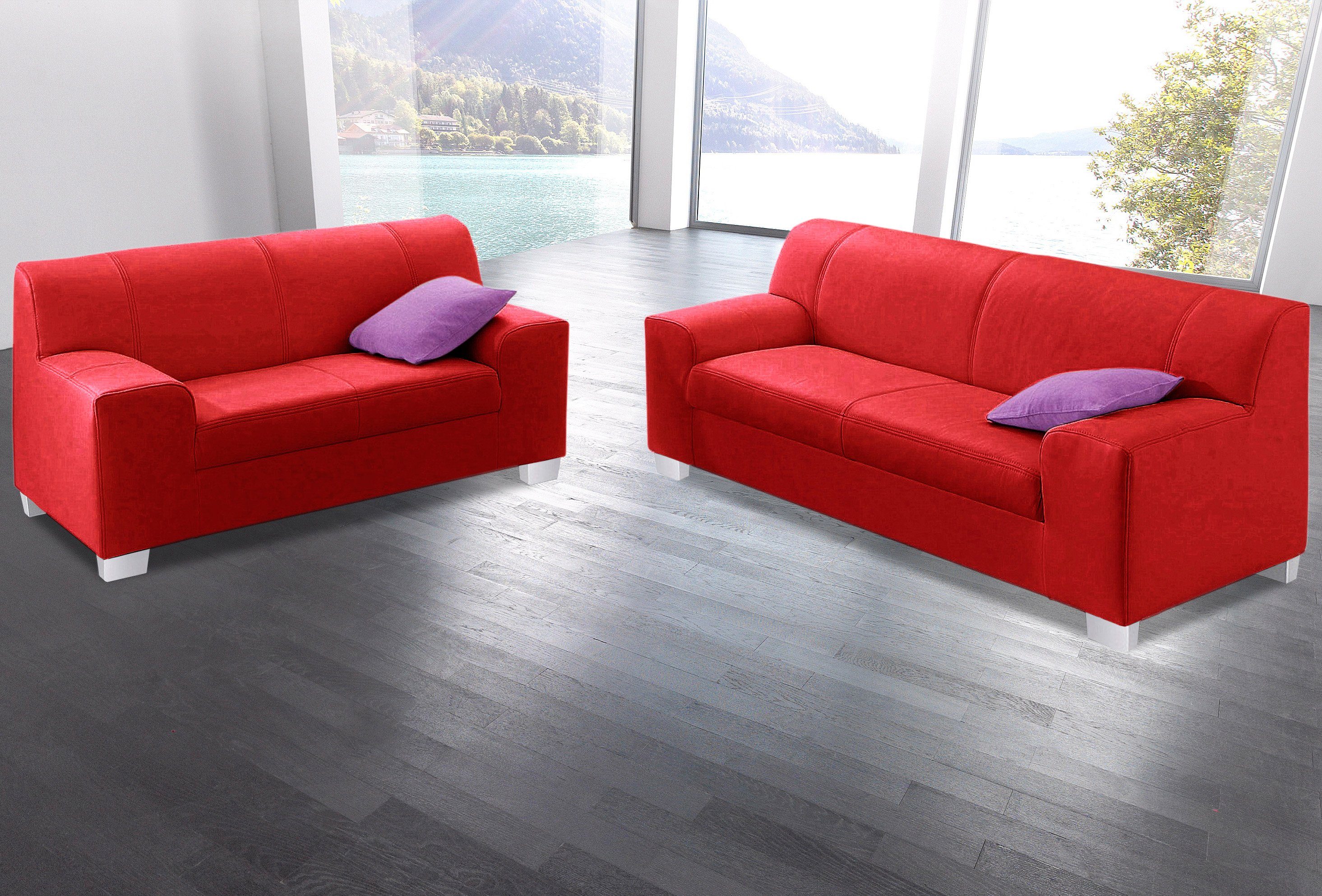 DOMO collection Polstergarnitur Amando zeitlos und modern, komfortabel, (Spar-Set), bestehend aus 2er- und 3er-Sofa
