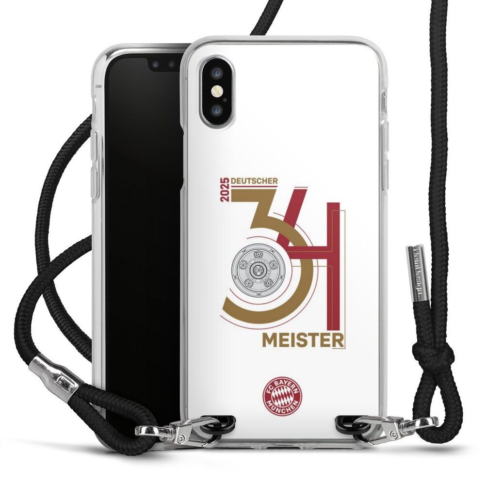 DeinDesign Handyhülle FC Bayern München Meister Offizielles Lizenzprodukt, Apple iPhone X Handykette Hülle mit Band Case zum Umhängen