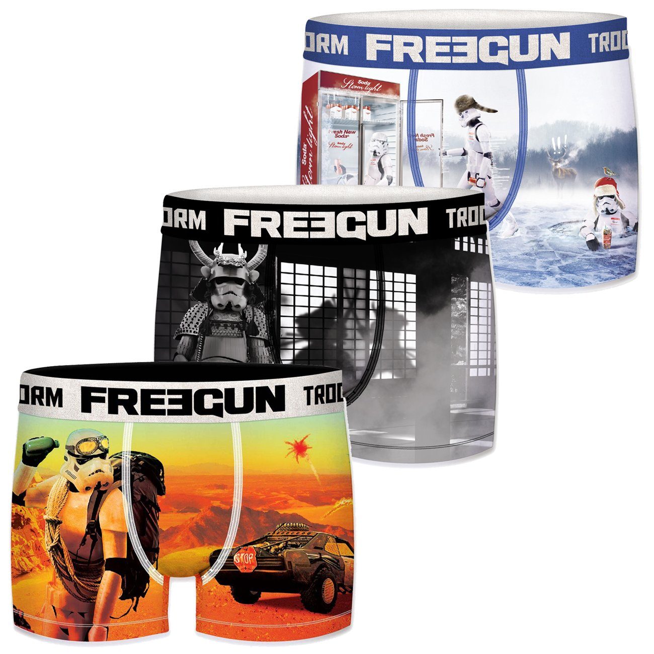 Freegun Боксерские мужские трусы, боксерки Star Wars Stormtrooper - 3er Pack (3-St) mit Star Wars Motiven