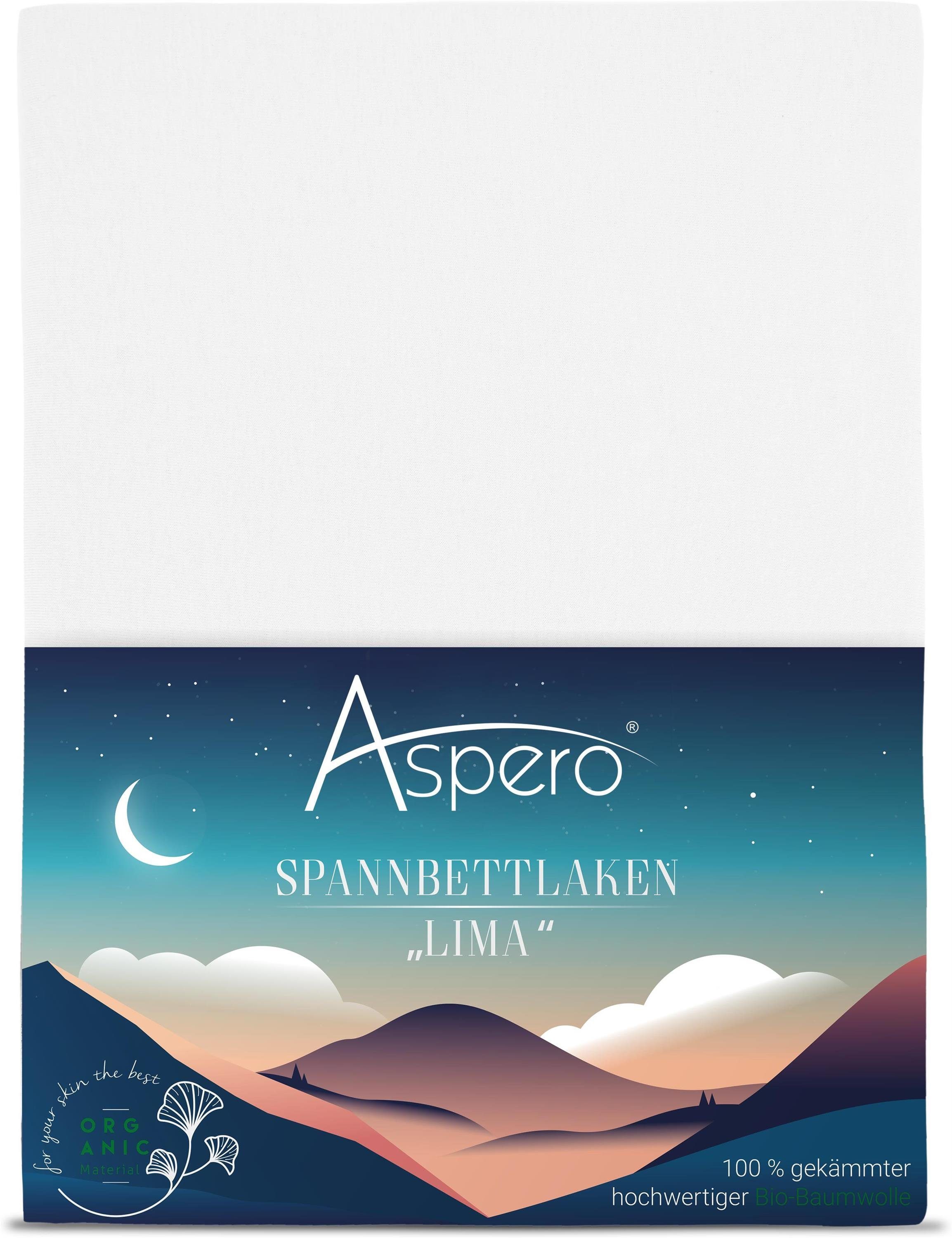 Aspero Bettlaken Kinderspannbettlaken aus Bio-Baumwolle RIGA, Jersey, Gummizug: rundum, Spannbetttuch aus 100 % atmungsaktiver Bio-Baumwolle