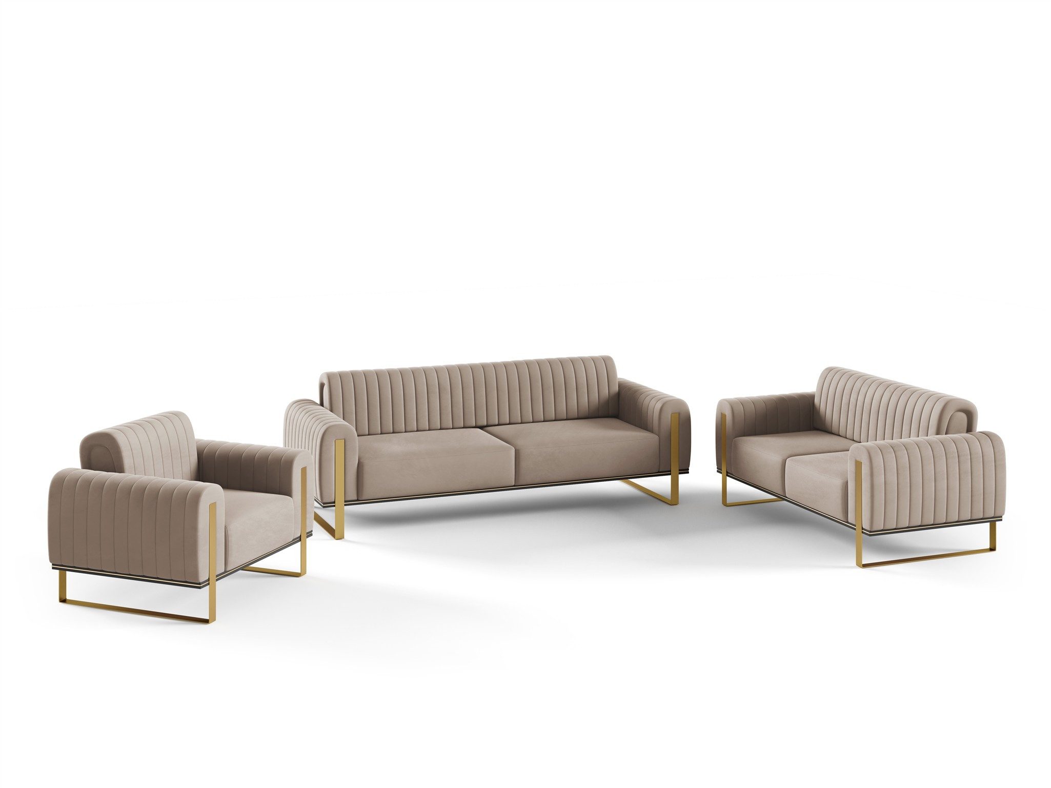 Fun Möbel Polstergarnitur Sofaset Designersofas VALERIE 3-2-1 in Stoff Elis günstig online kaufen