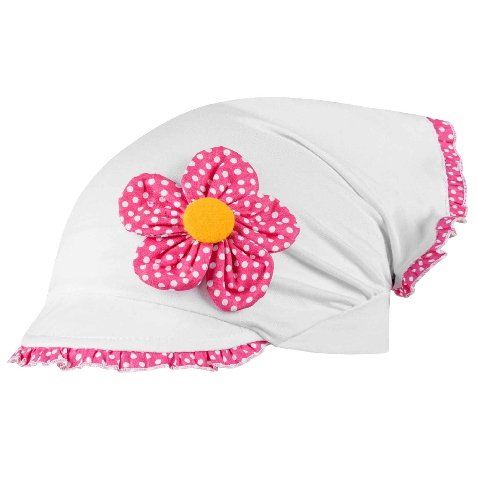 F.P.H. Maja Schirmmütze Kopftuch Sommermütze Mädchenmütze Weiß-Pink