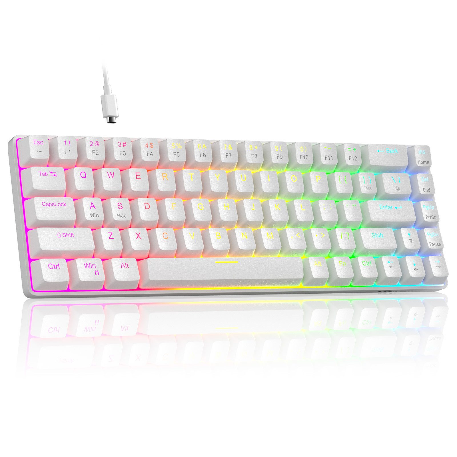 DOPWii Mechanische Tastatur mit 61/68 Tasten,Kompakt,Abnehmbarem USB-C-Kabel USB-Tastatur (Tastatur mit Hall-Effekt-Switches,68 Tasten,Hot-Swap,RGB-Beleuchtung)