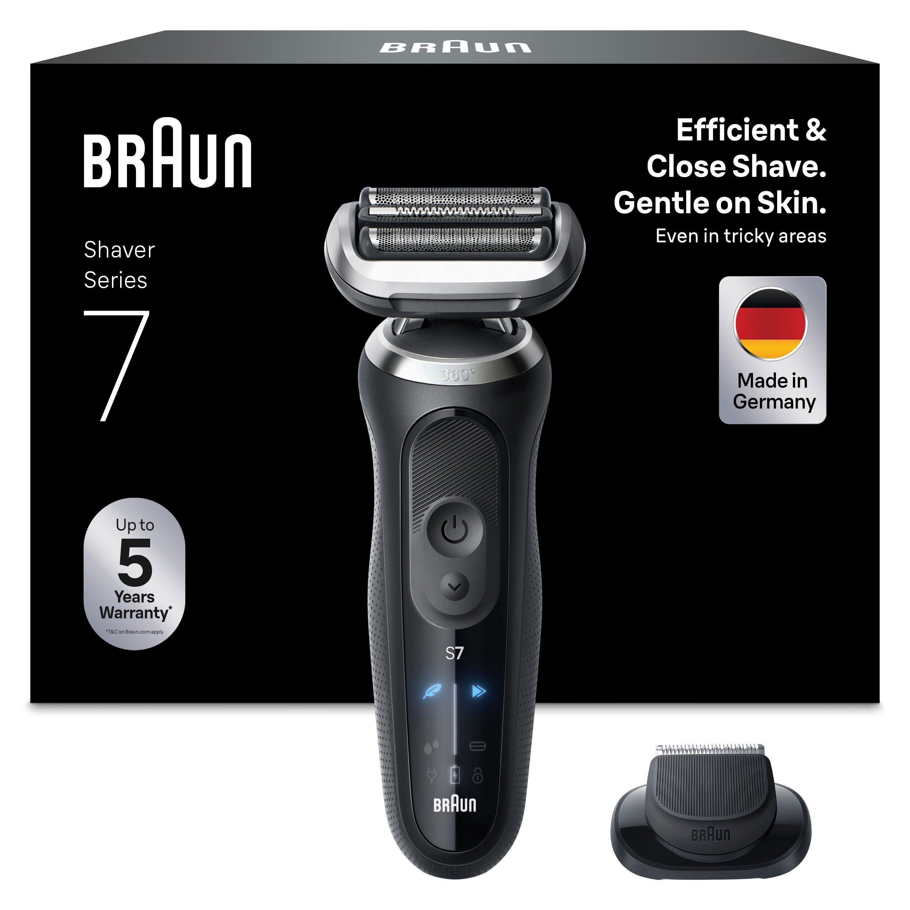 Braun Elektrorasierer Series 7 72-G1200s, Aufsätze: 1, Bis zu 60 Min, Präzisionstrimmer-Aufsatz, 100% wasserdicht