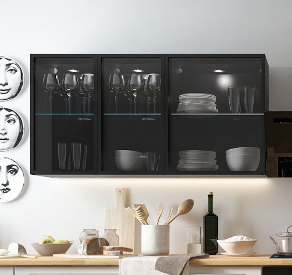 Feldmann-Wohnen Glashängeschrank W3S/60 Alu Black (passend günstig online kaufen