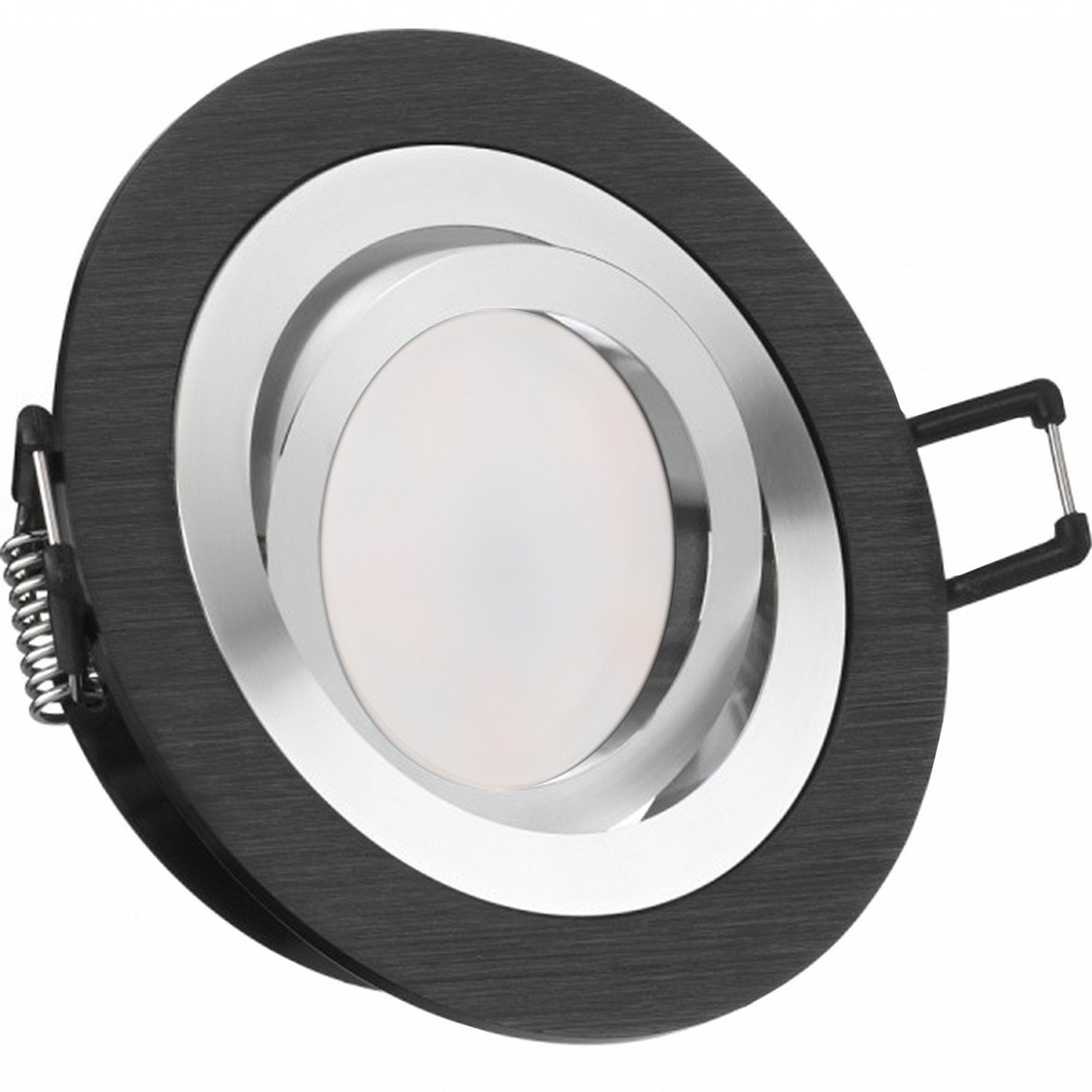 LEDANDO LED Einbaustrahler mit 5W Set LED extra Einbaustrahler in von Leuchtmittel schwarz flach