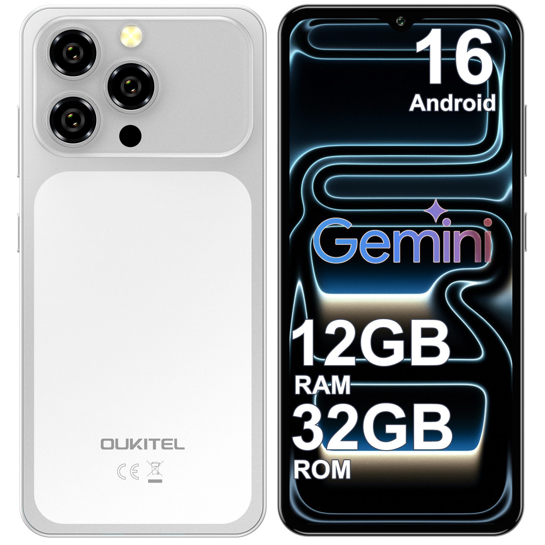 OUKITEL C17 12GB RAM + 32GB ROM/1TB TF, 4G Smartphone (16,56 cm/6.52 Zoll, 32 GB Speicherplatz, 13 MP Kamera, 6.52" HD+ Display, 5000mAh, Android 16, 4G-Dual-SIM, GPS)