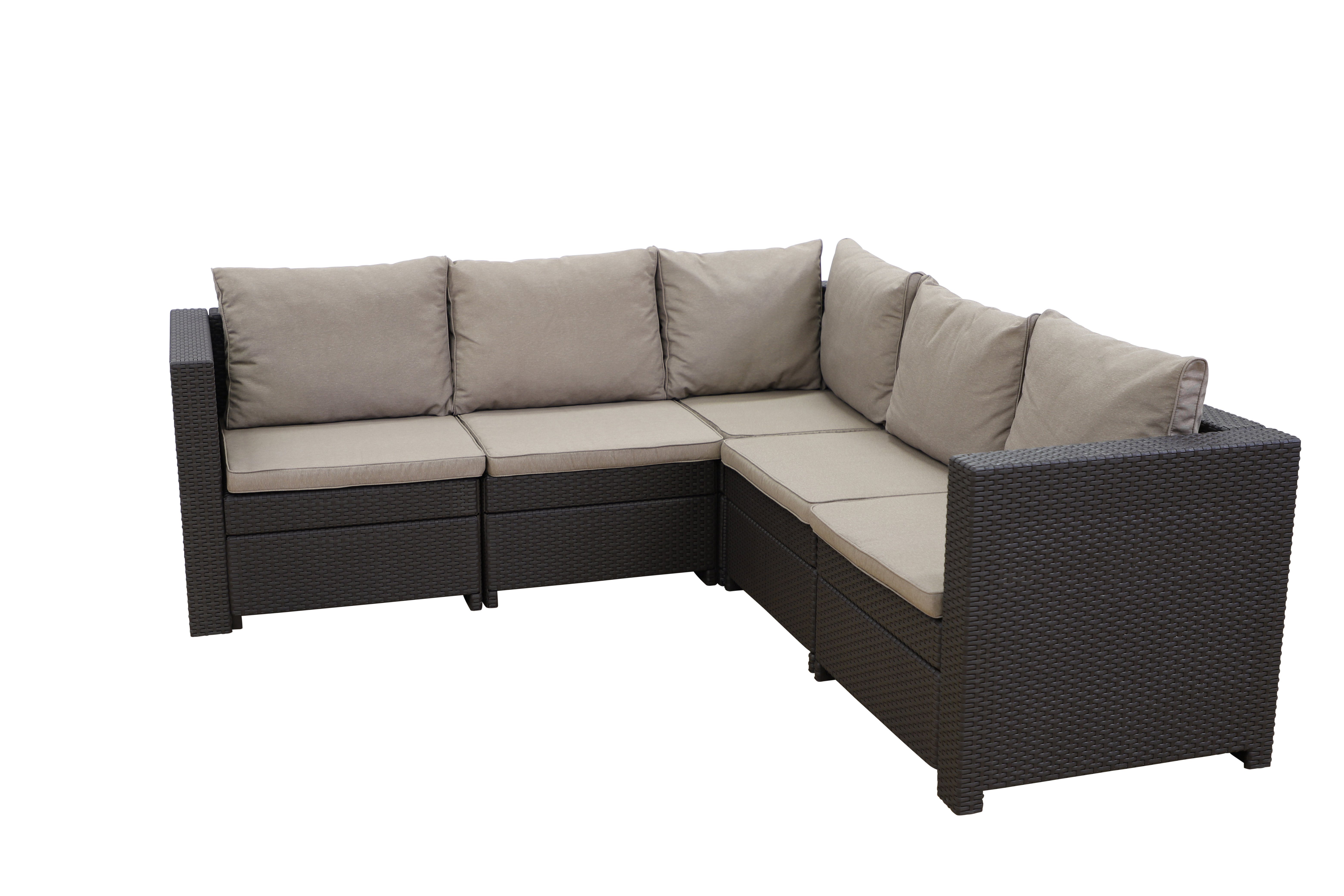 Keter Gartenlounge-Set Keter Provence Garten-Lounge, Eck-Sofa braun, Outdoor, Wetterfest