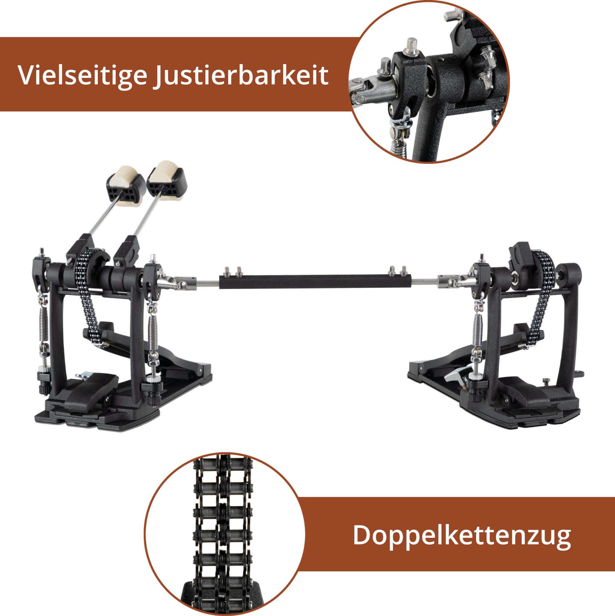 XDrum Schlagzeug Fußmaschine Pro Doppel - ideal auch für Drumsets mit 2 Bass Drums