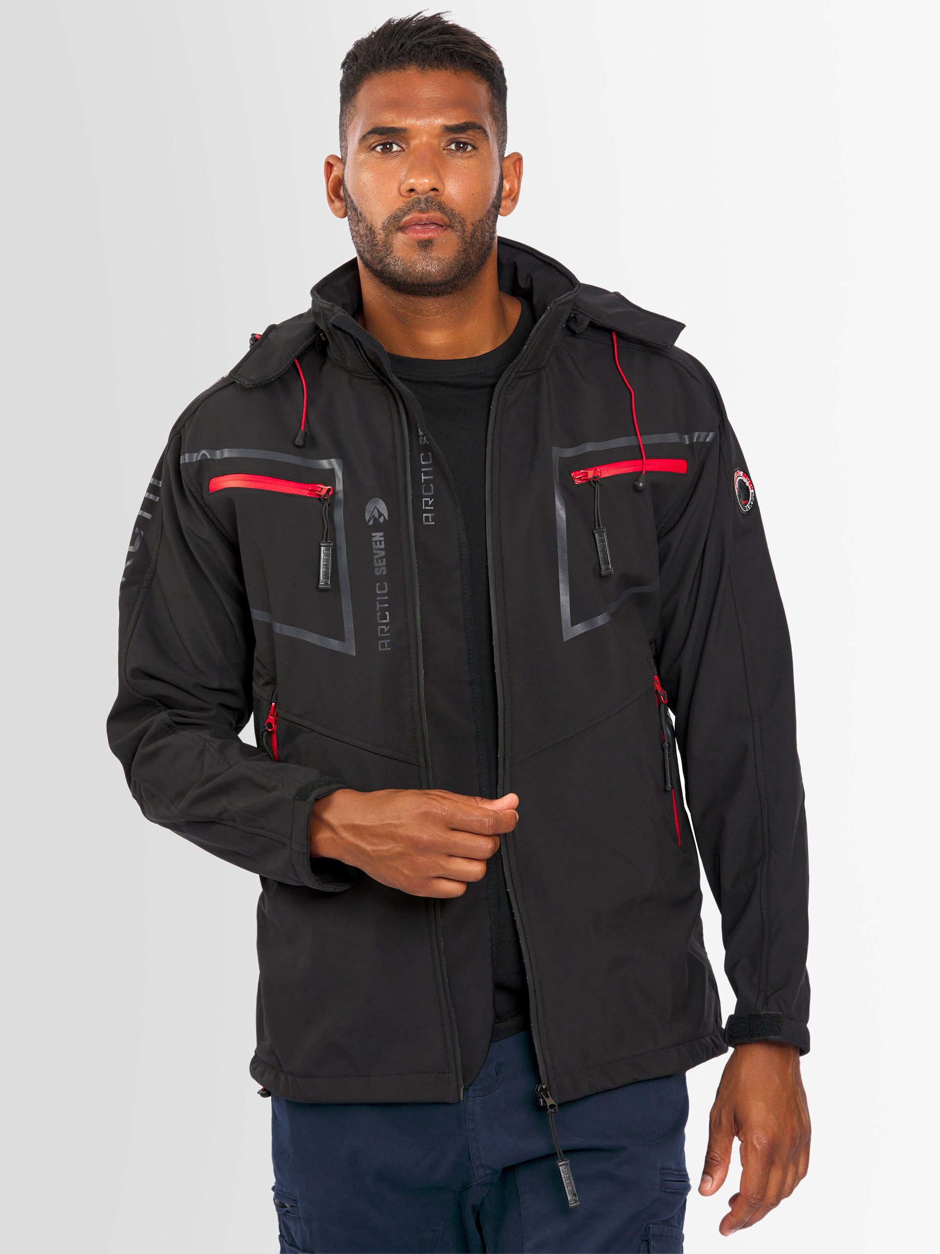 Arctic Seven Softshelljacke ASPierr sportliche Outdoor Funktionsjacke mit abnehmbarer Kapuze – Bild 4 von 5