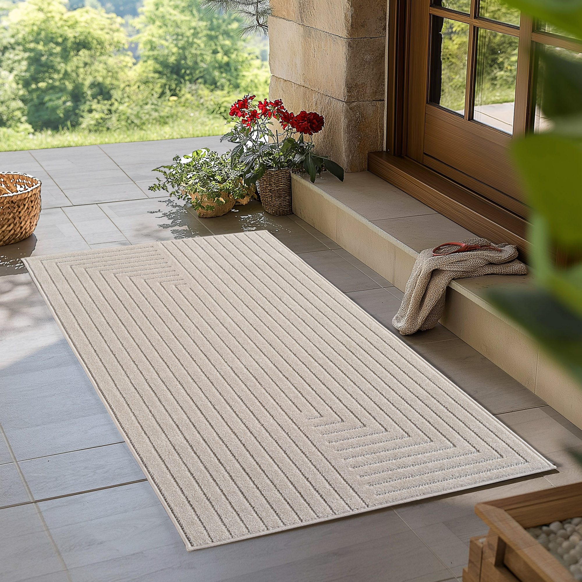 Teppium Teppich Skandinavischer 3D-Teppich, Rechteckig, Höhe: 5 mm, Indoor Outdoor Teppich Wetterfest 3D Optik Wohnzimmer Küchen Terrasse