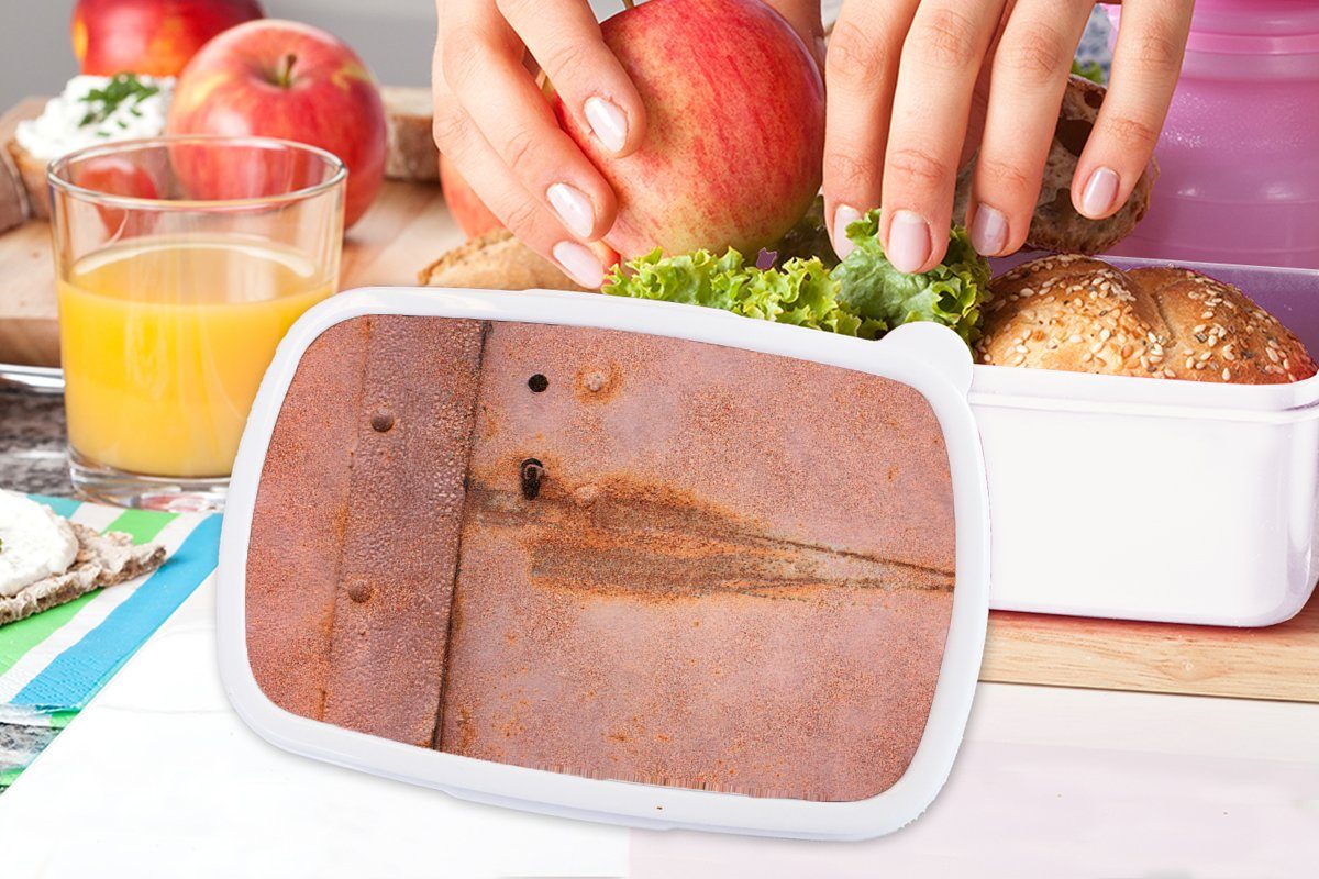 MuchoWow Lunchbox Metall - Brotdose, Rost für und Kunststoff, Kinder Erwachsene, und (2-tlg), Mädchen weiß Brotbox für Jungs Industrie, 