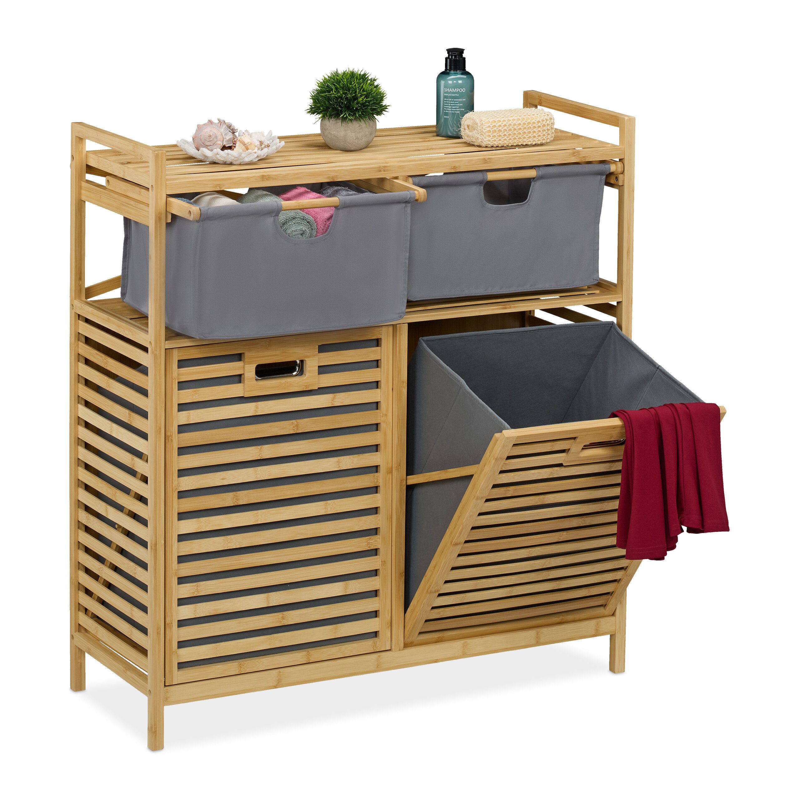 relaxdays Wäschekorb mit 2 Schublade günstig online kaufen