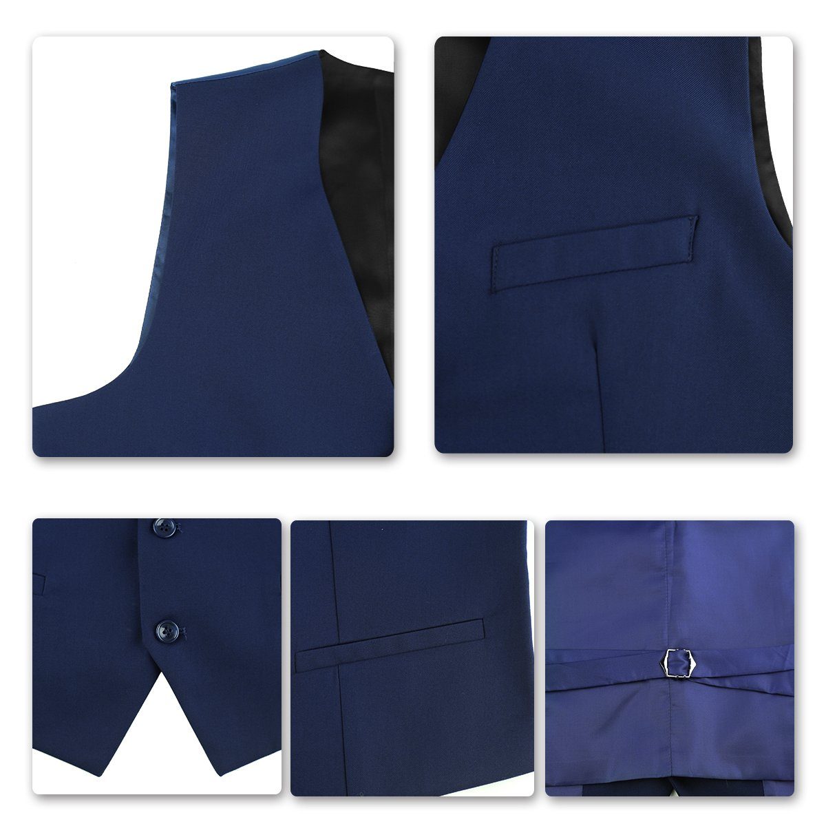 XY05-3P Herrenanzug für Knöpfe tlg, mit 2 Weste Navyblau (3 Sakko Hose) Slim Allthemen & Business Anzug Fit &