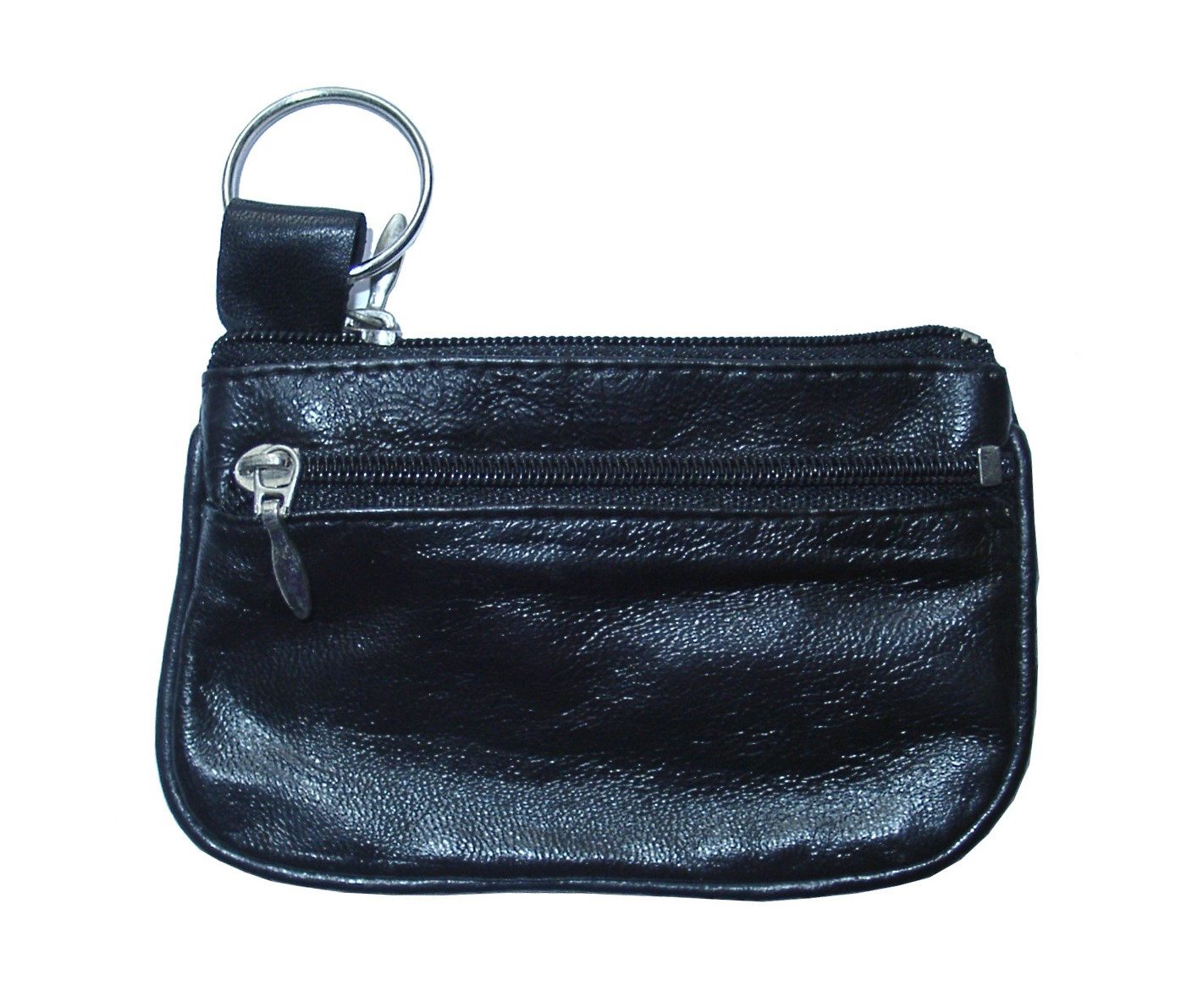 Best Offer Schlüsseltasche Schlüsseltasche / aus Leder / mit Kleingeldfach / Farbe: schwarz